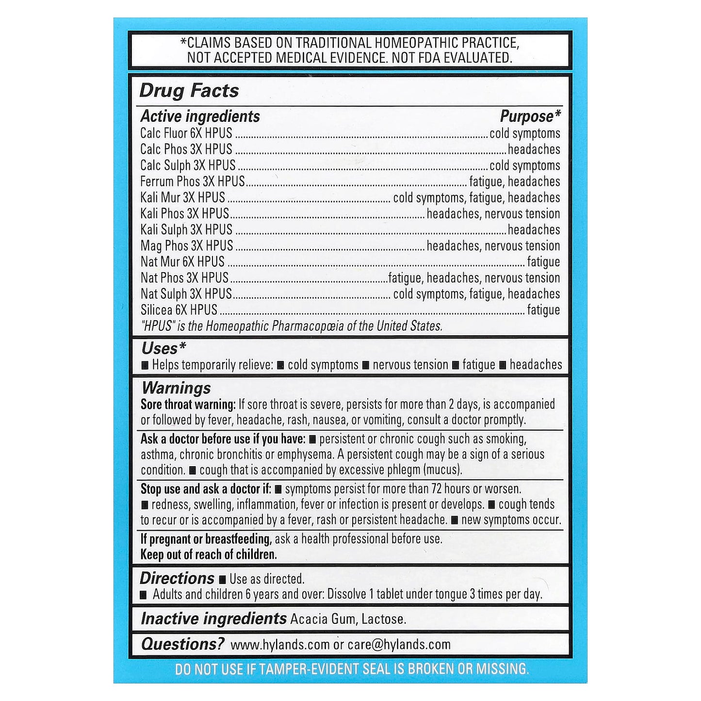 Hyland's Naturals 12-In-1 Cell Salt for Cold Symptoms, Fatigue & Headaches - Image 2