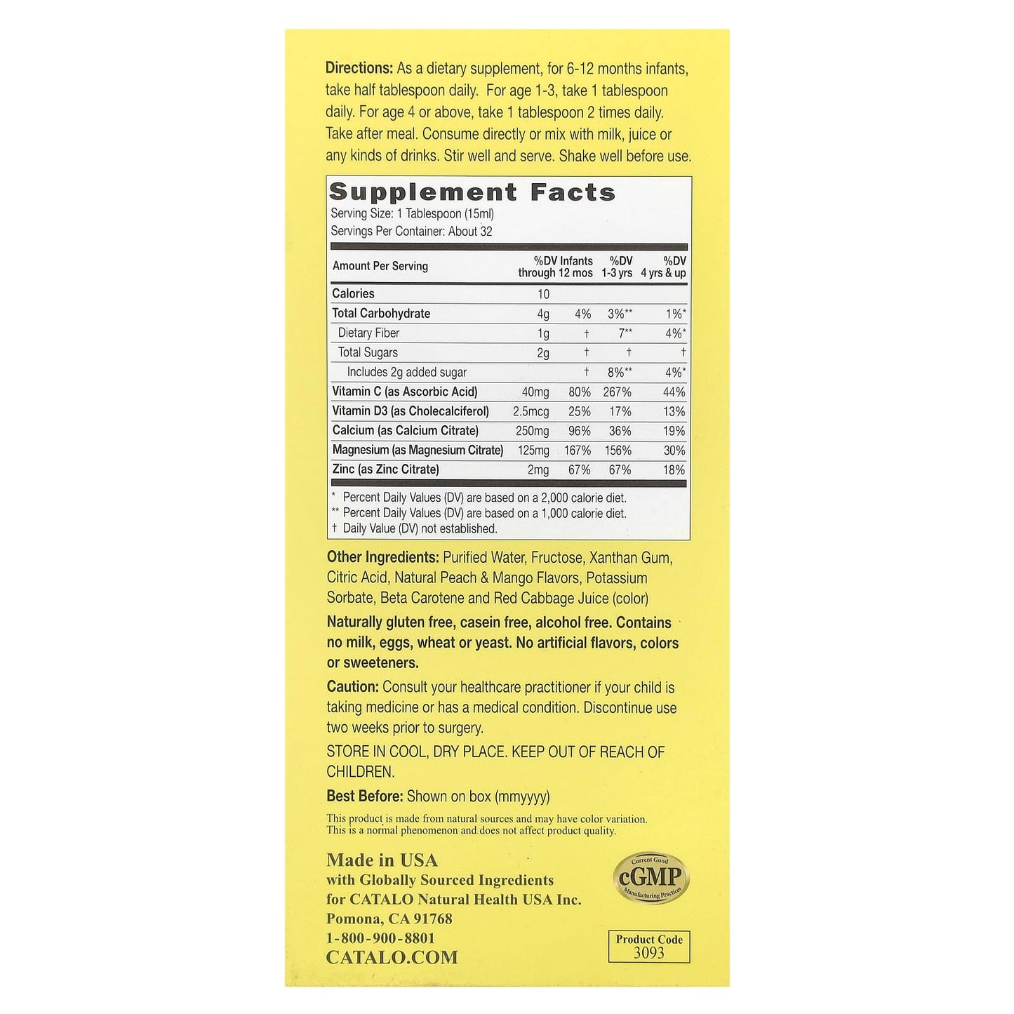 CATALO Children's Liquid Calcium with Magnesium & Zinc, Supports Healthy Growth - Image 2