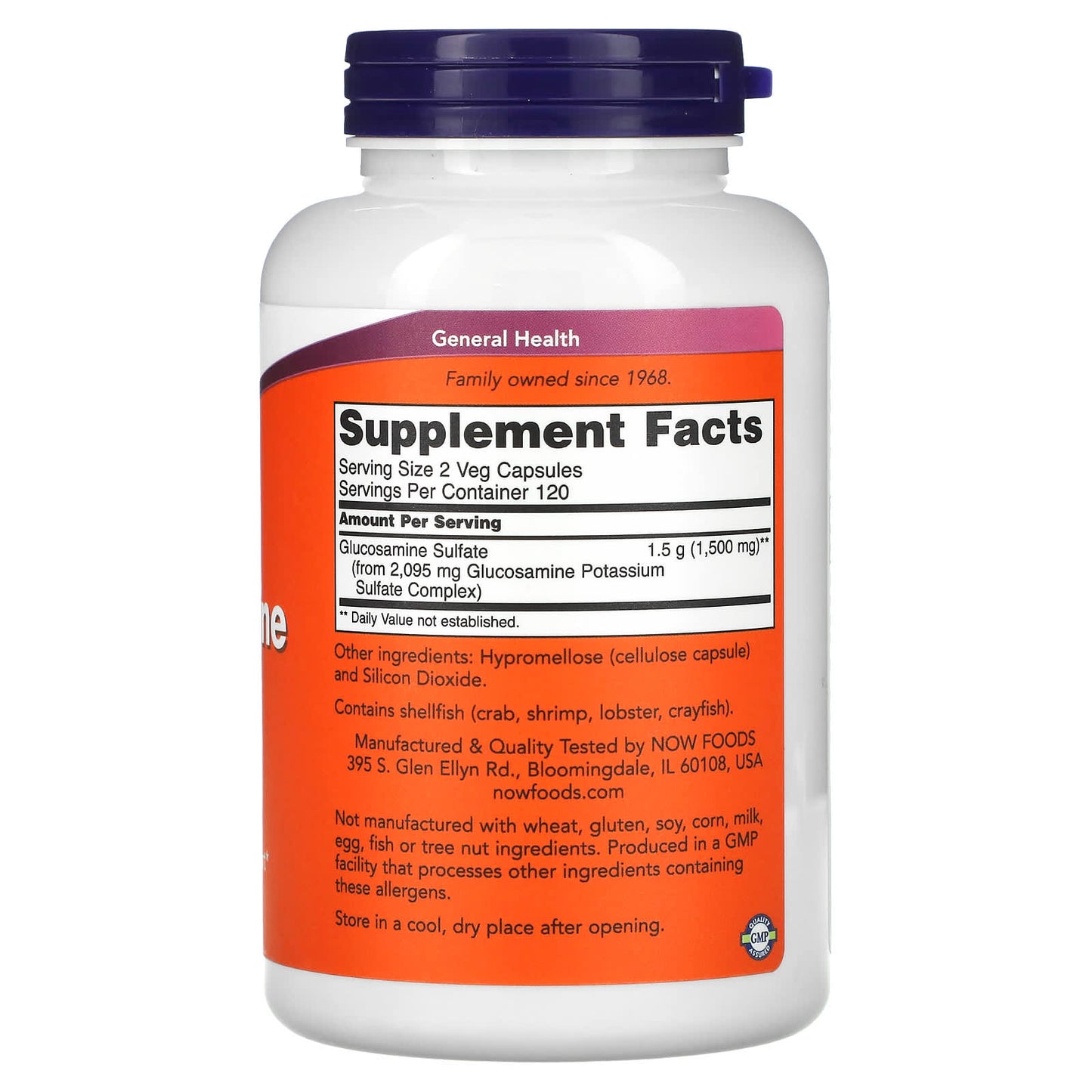NOW Foods, Glucosamine Sulfate, 750 mg, 240 Veg Capsules - Image 2