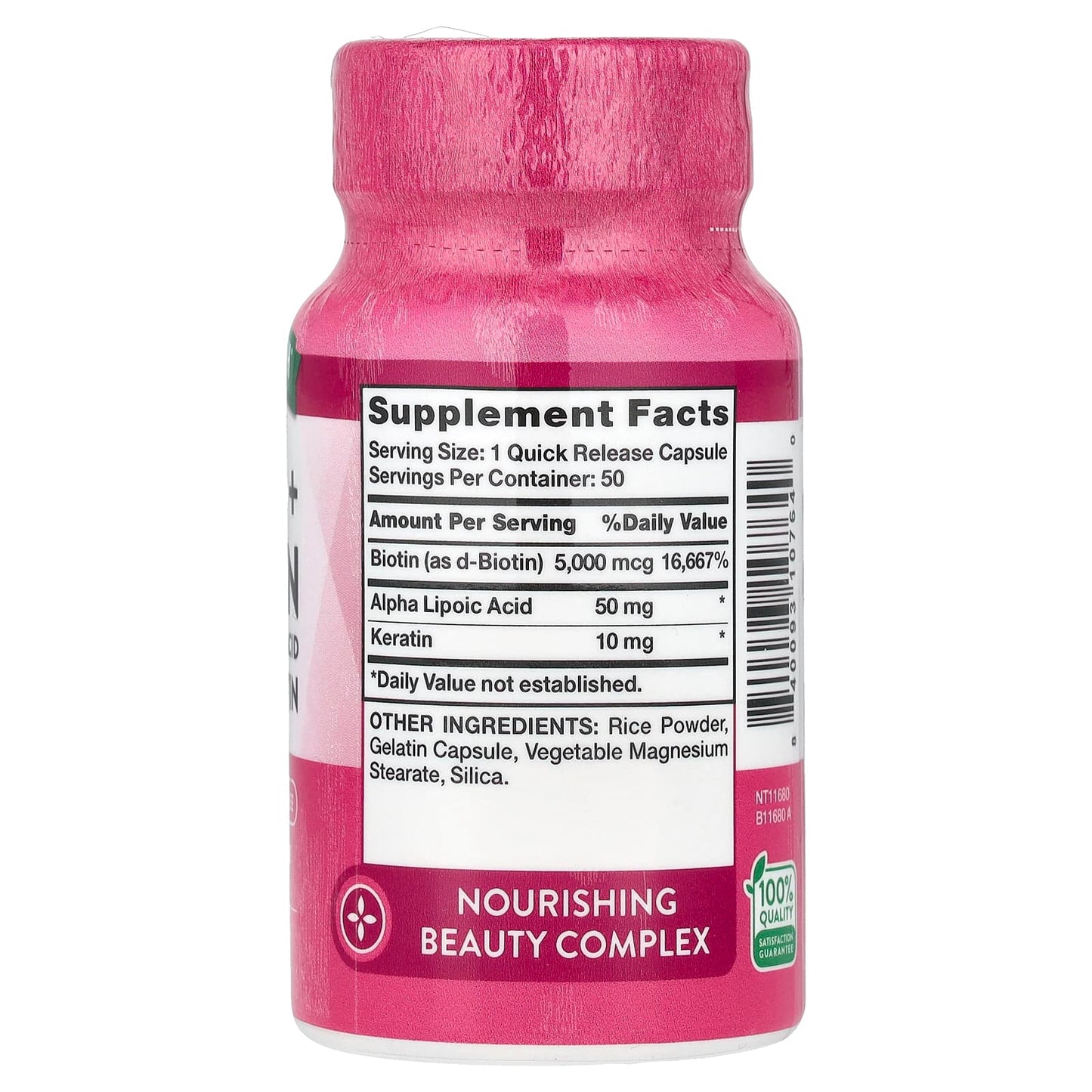 Nature's Truth, Biotin + Keratin with Alpha Lipoic Acid, 50 Quick Release Capsules - Image 2