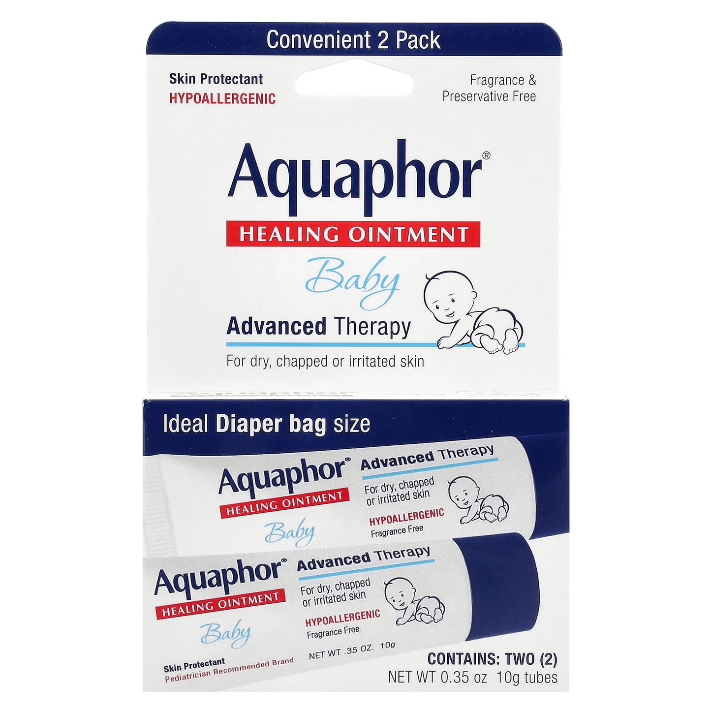 Aquaphor Baby Healing Ointment - Fragrance Free, 2 x 0.35 oz - Image 2
