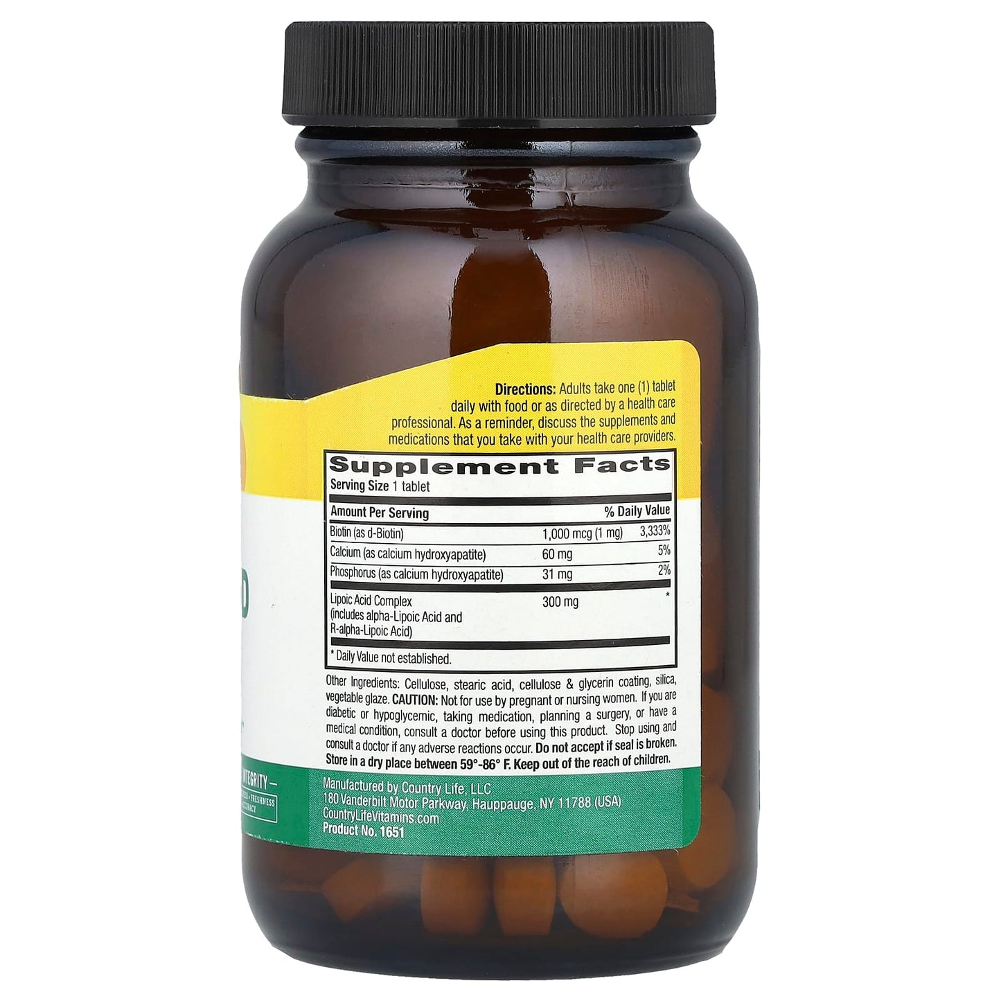 Country Life Active Lipoic Acid, 60 Tablets - Gluten-Free & Vegan - Image 2