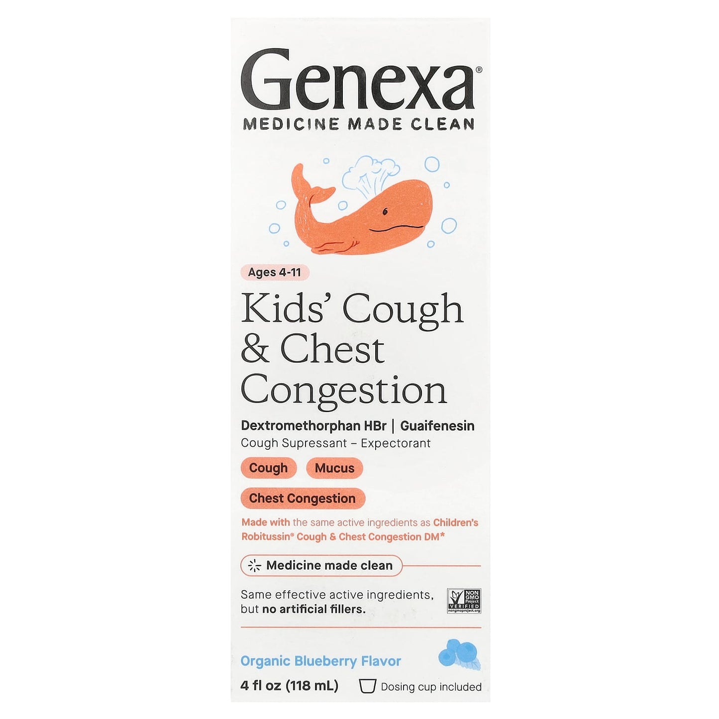 Genexa Organic Kids' Cough & Chest Congestion Relief, Ages 4-11, 4 fl oz - Image 1