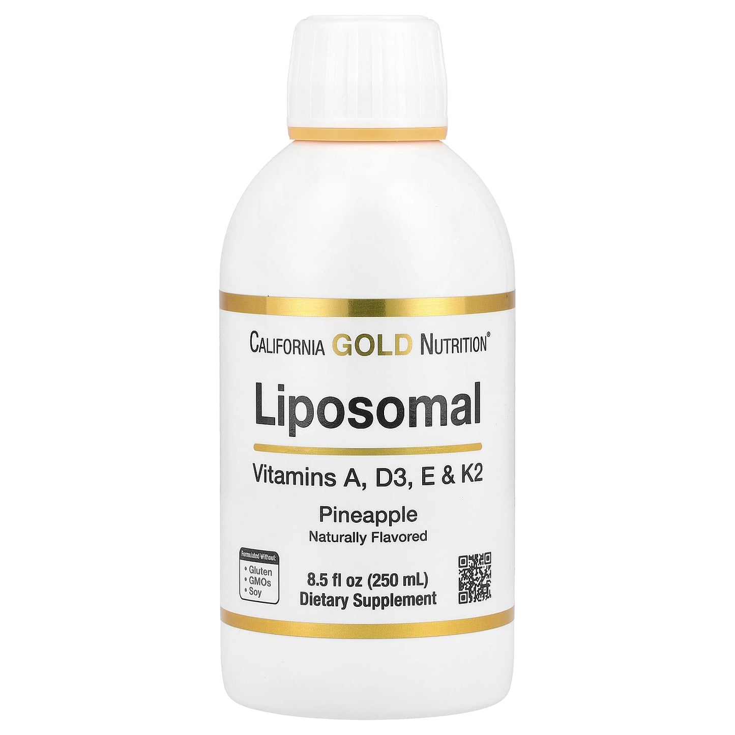 California Gold Nutrition Liposomal Vitamins A, D3, E & K2 + Pineapple Flavor, 8.5 fl oz - Image 1