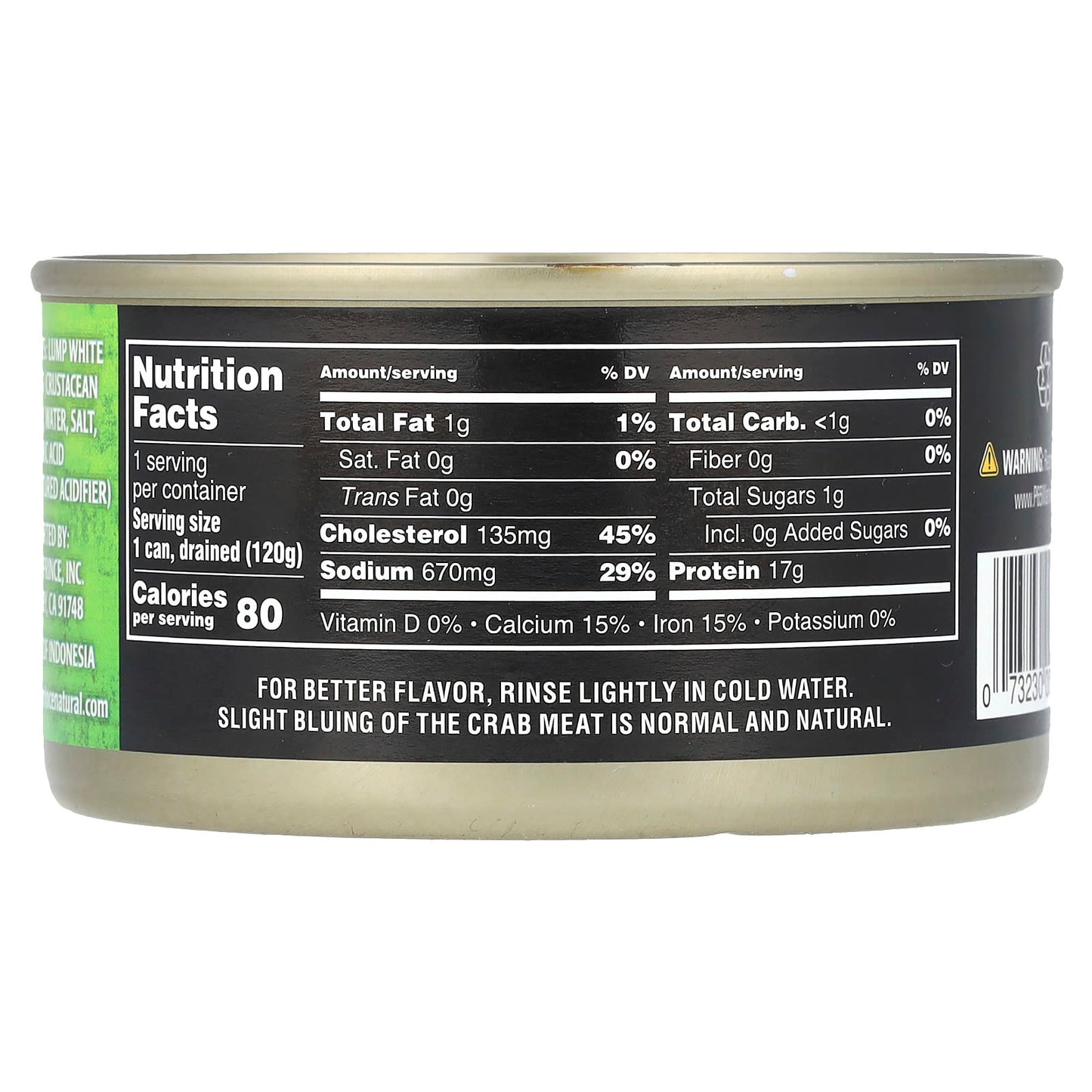 Crown Prince Natural, Fancy White-Lump Crab Meat, Wild Caught, 6 oz (170 g)
