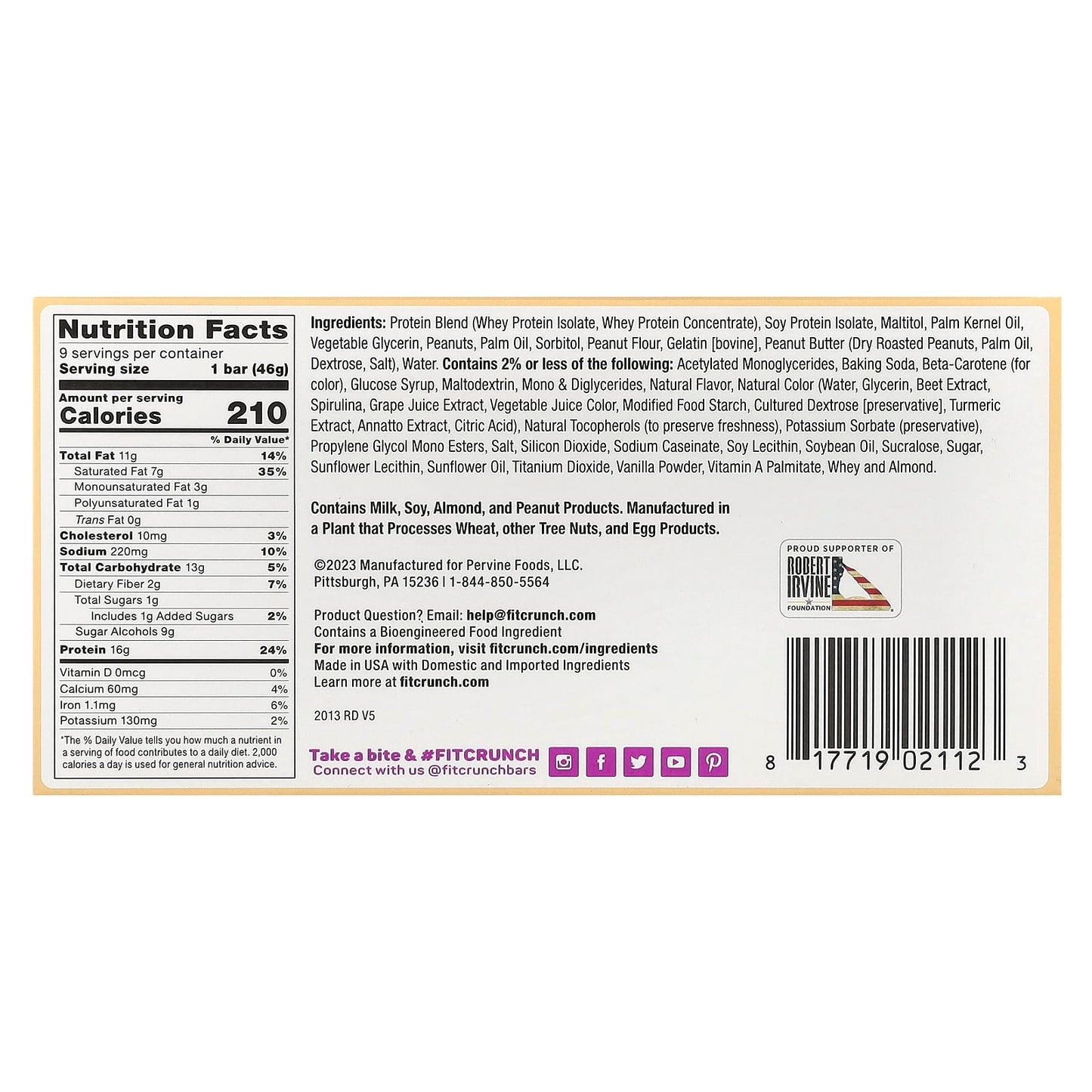 FITCRUNCH High Protein Baked Bar, Peanut Butter and Jelly, 9 Bars, 46g Each - Image 2