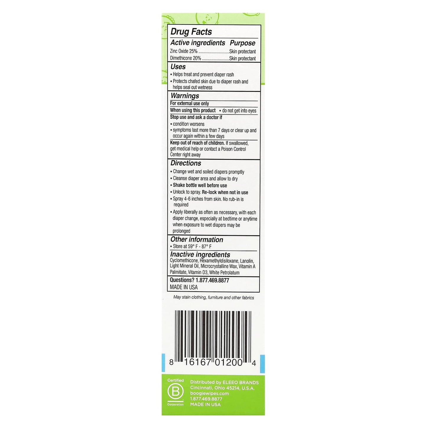 Boogie Wipes No-Rub Diaper Rash Spray 1.7 oz - Image 2