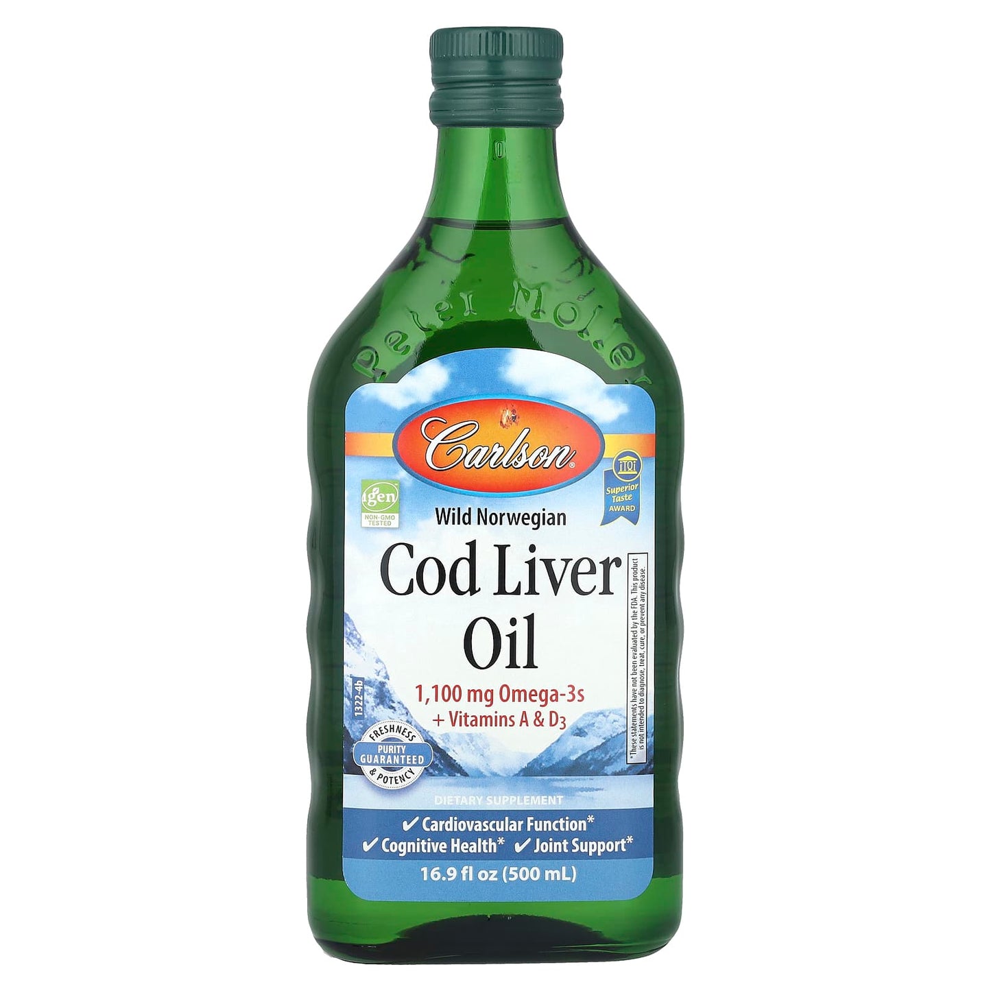 Norwegian Cod Liver Oil by Carlson - 1,100mg Omega-3s, Gluten-Free - Image 1