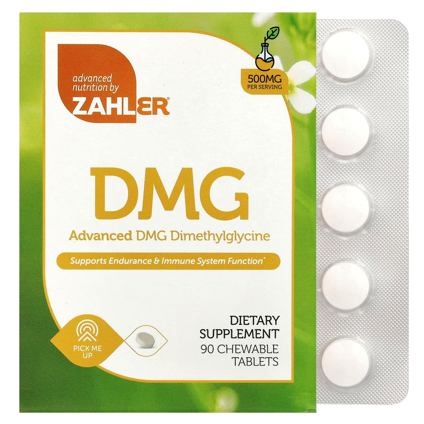 Zahler, Advanced DMG, Dimethylglycine, 500 mg, 90 Chewable Tablets - Image 1