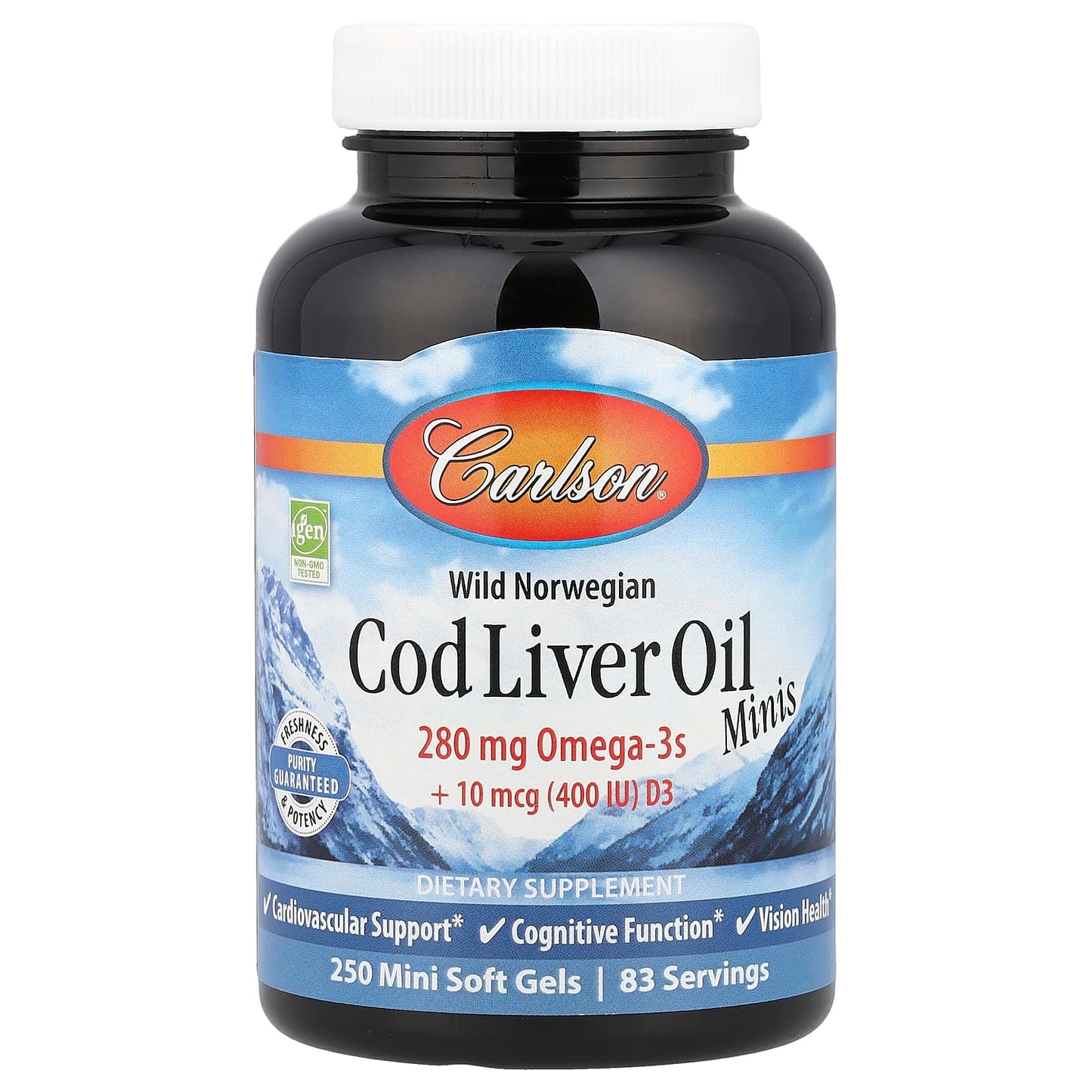 Carlson Wild Norwegian Cod Liver Oil Minis - 250 Soft Gels - Image 1