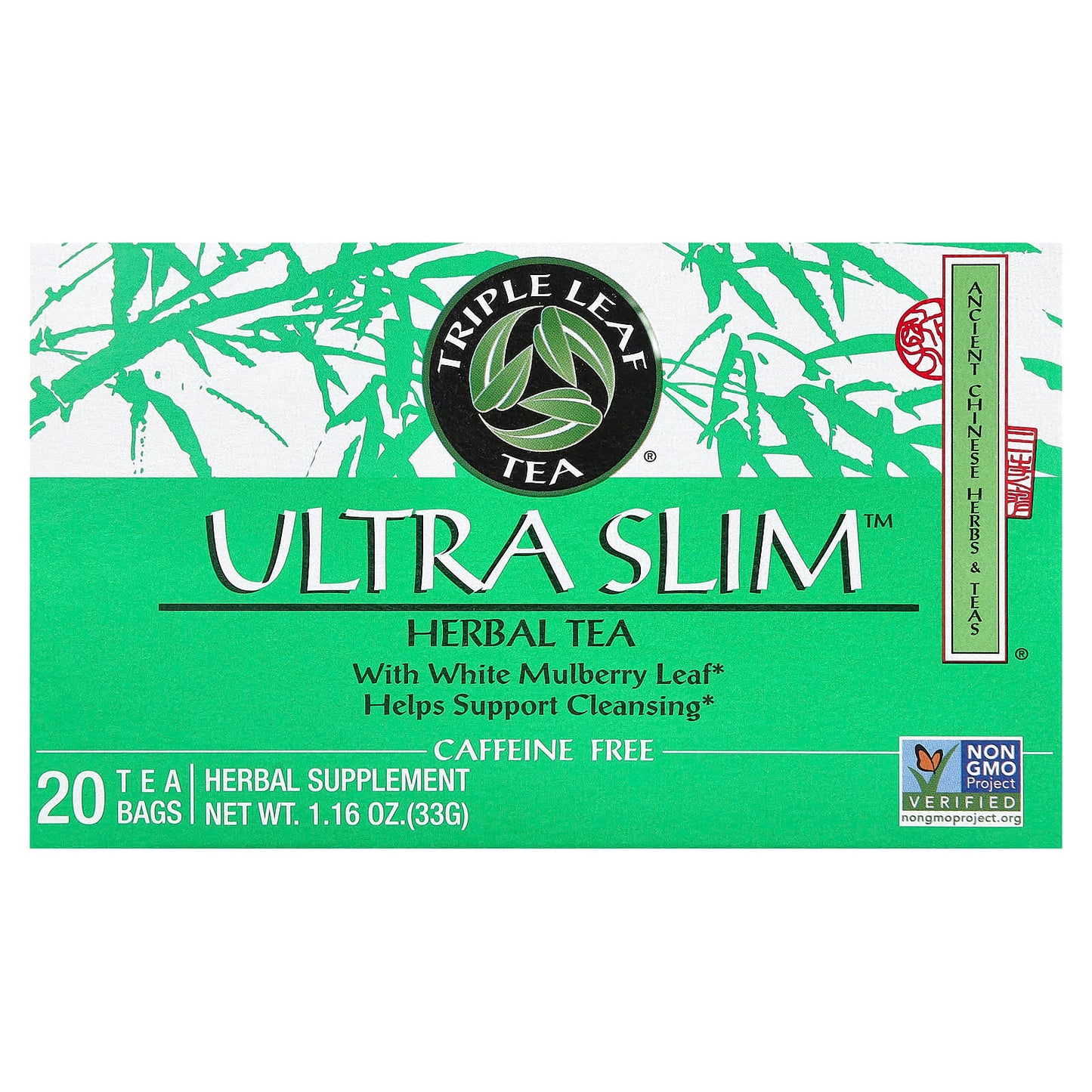 Triple Leaf Tea, Ultra Slim, Herbal Tea, With White Mulberry Leaf, Caffeine-Free, 20 Tea Bags, 1.16 oz (33 g) - Image 1