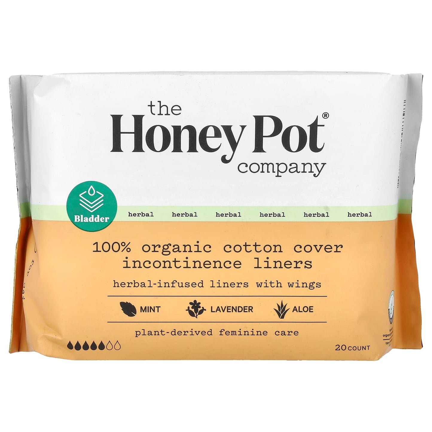 The Honey Pot Company, Herbal-Infused Liners With Wings, 20 Count - Image 1