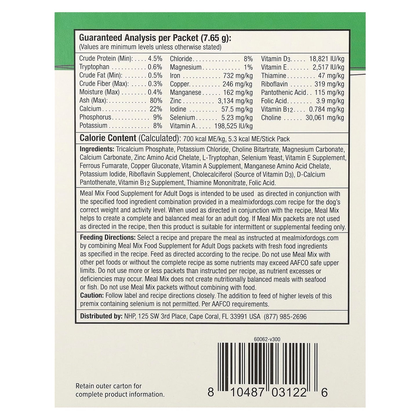 Dr. Mercola, Meal Mix, Food Supplement, For Adult Dogs, 30 Packets, 0.26 oz (7.65 g) Each