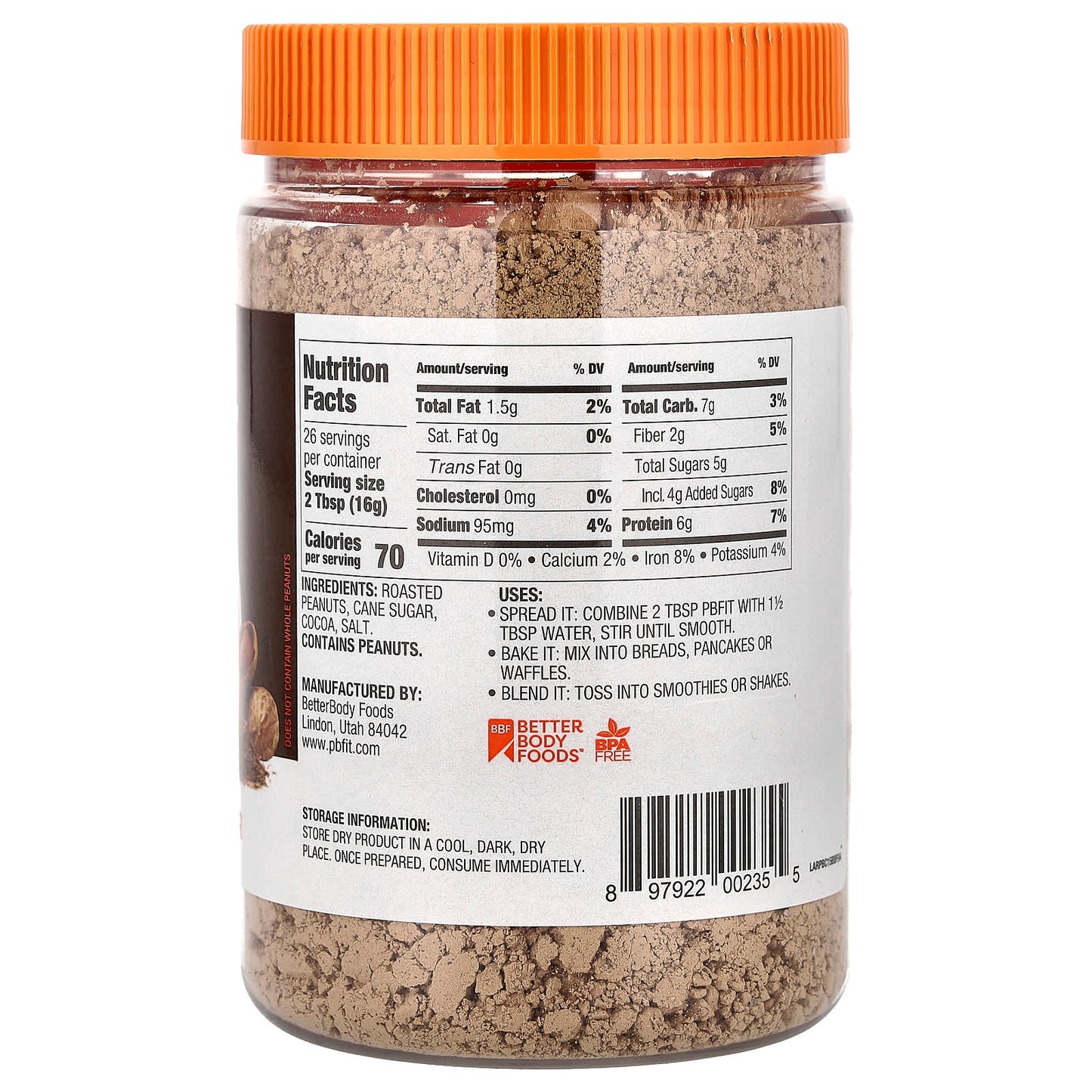 PBfit, Peanut Butter Powder, Chocolate, 15 oz (425 g) - Image 2