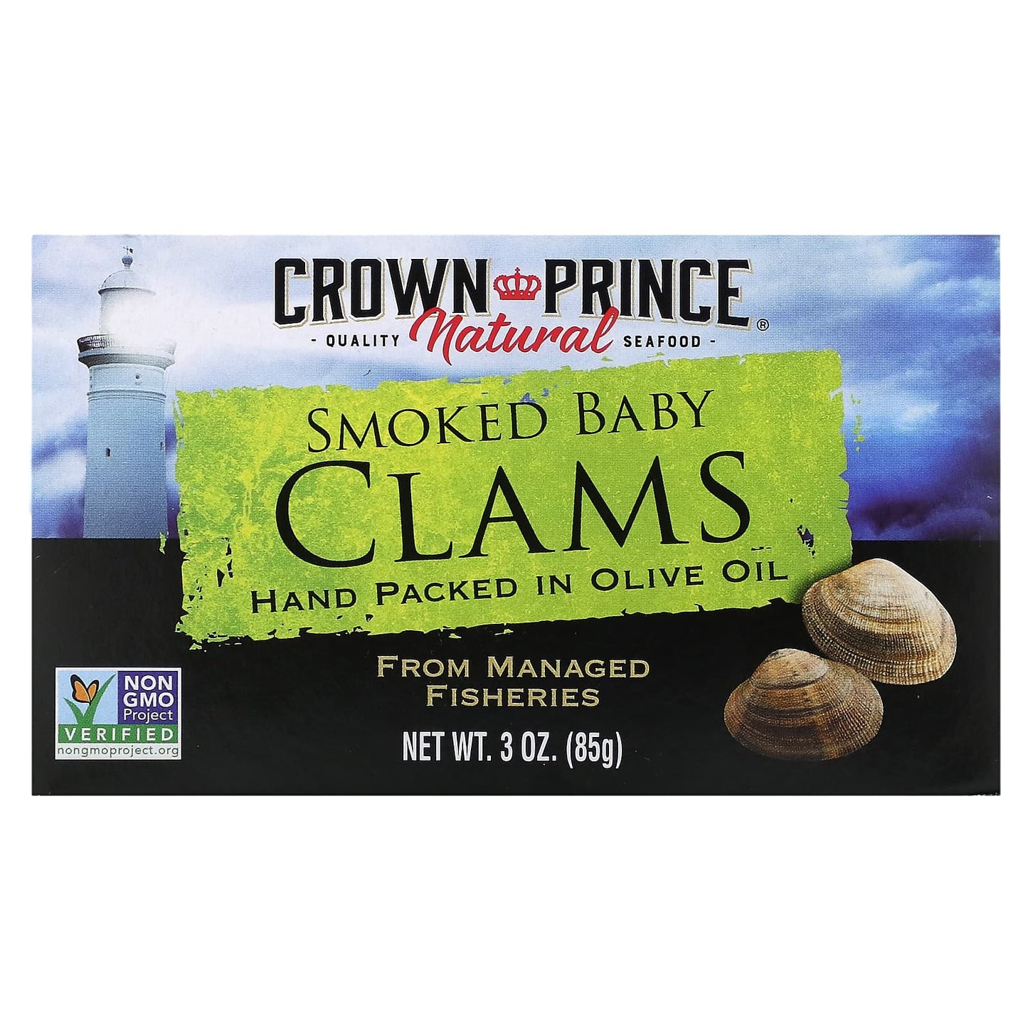 Smoked Baby Clams in Olive Oil by Crown Prince Natural, 3 oz (85g) - Paleo Certified, Iron Rich - Image 1