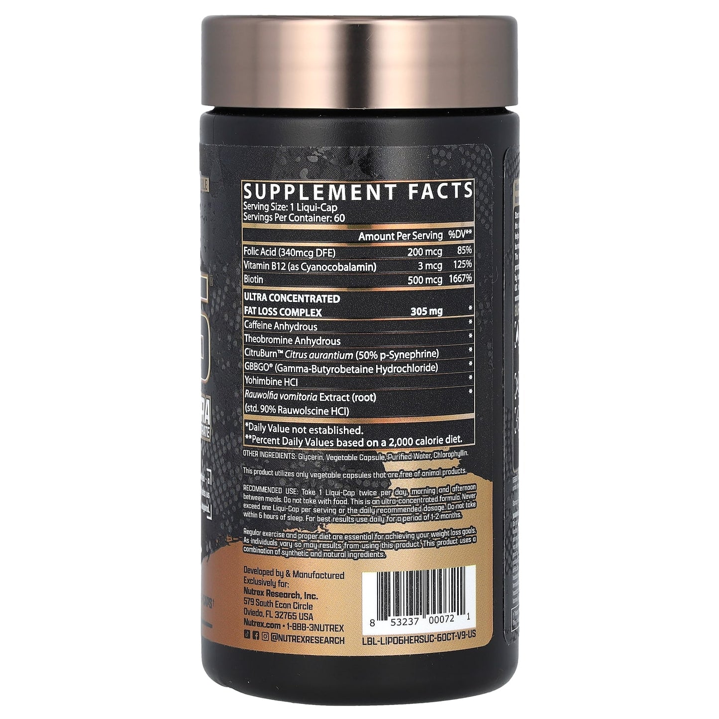 Nutrex Research, LIPO 6 Hers, Ultra Concentrate, 60 Liqui-Caps - Image 2