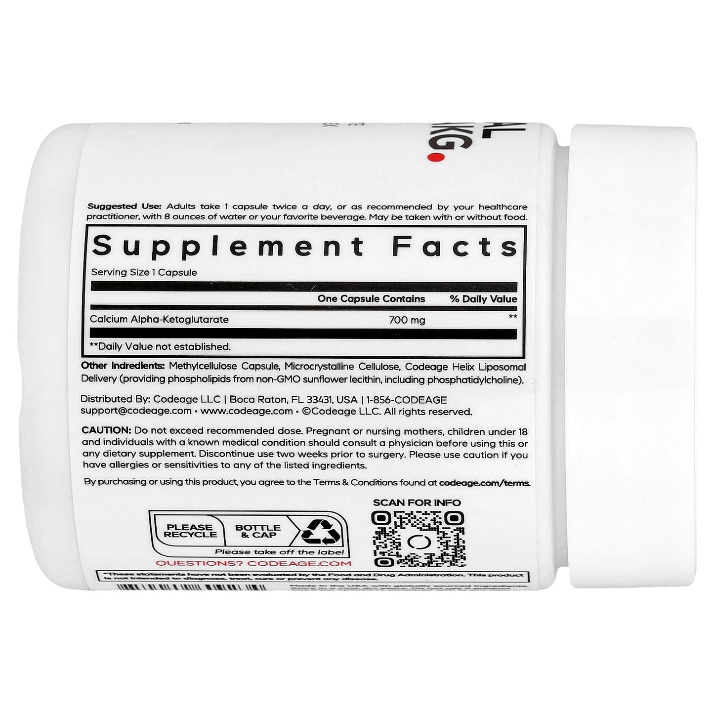 Codeage Liposomal Calcium AKG Supplement - 60 Capsules - Image 2