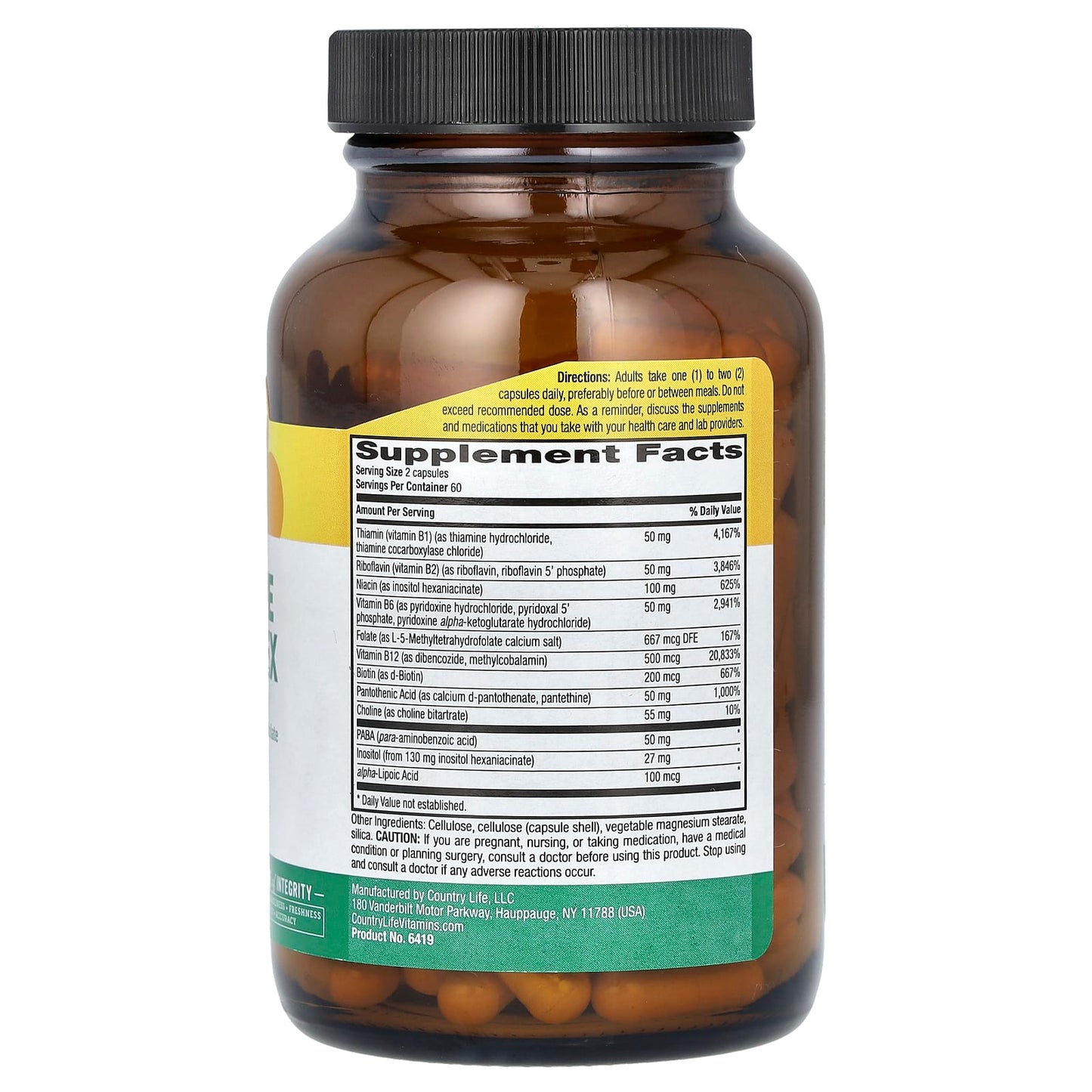 Country Life Coenzyme B-Complex 120 Vegan Capsules for Energy & Cognitive - Image 2