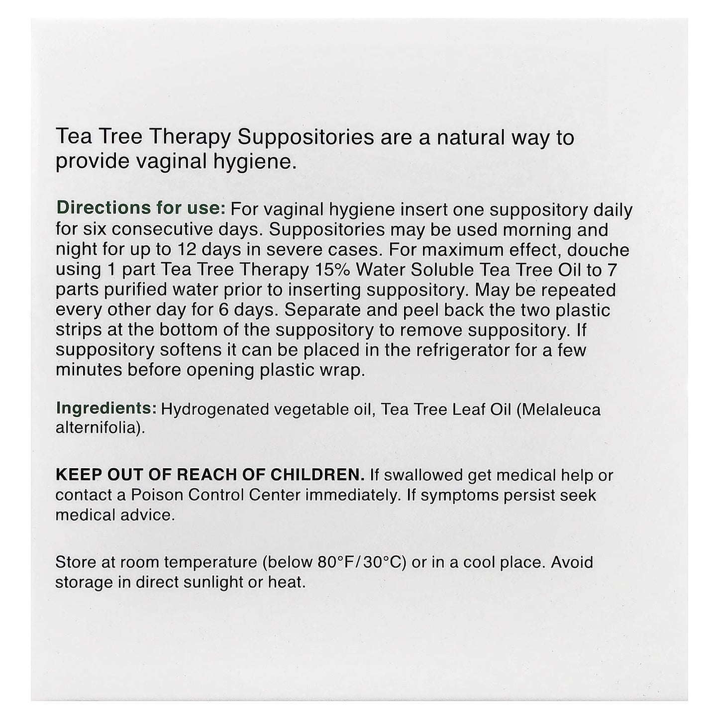 Tea Tree Therapy, Suppositories with Tea Tree Oil for Vaginal Hygiene, 6 Suppositories - Image 2