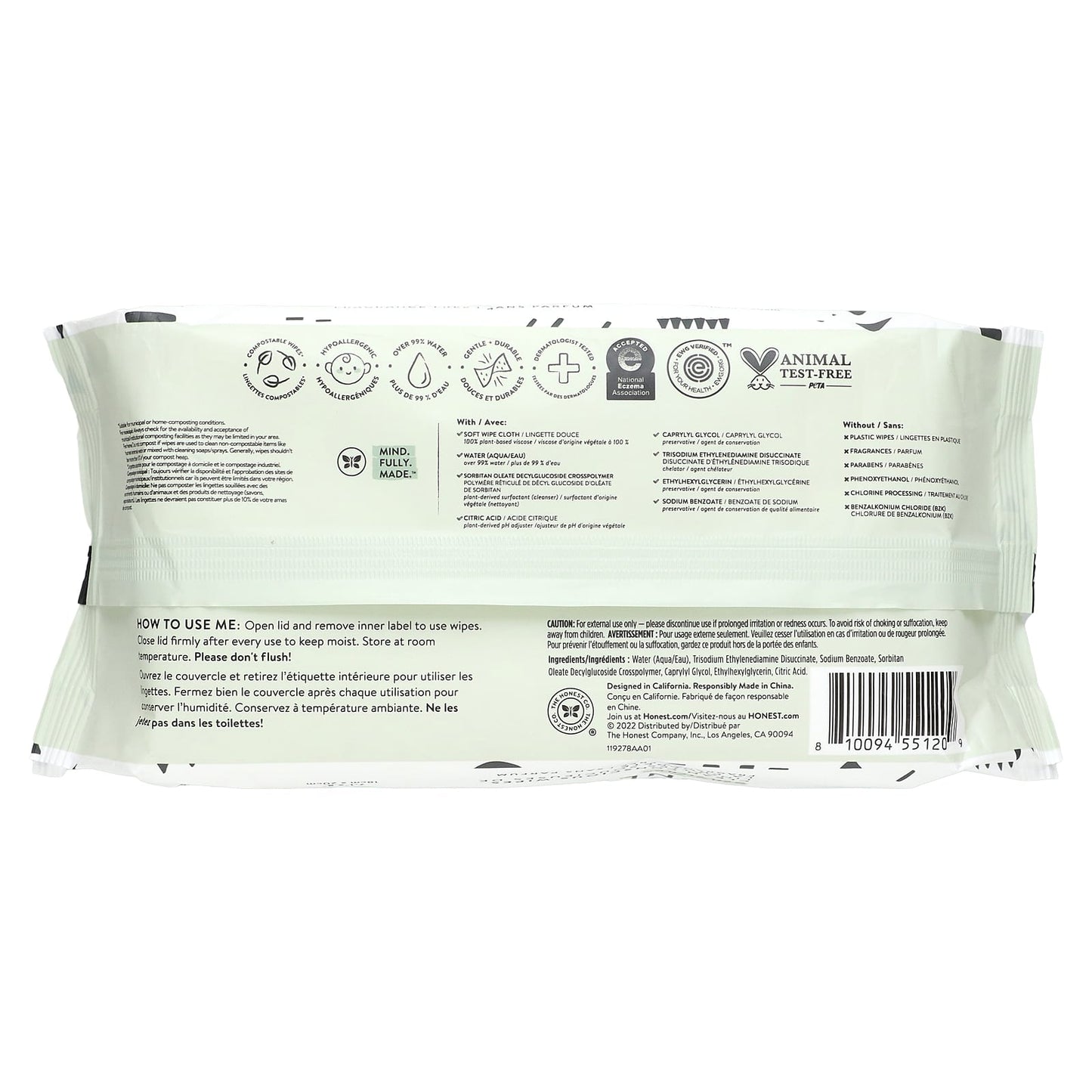 The Honest Company, Sensitive Clean Conscious Wipes, Fragrance Free, 60 Wipes - Image 2