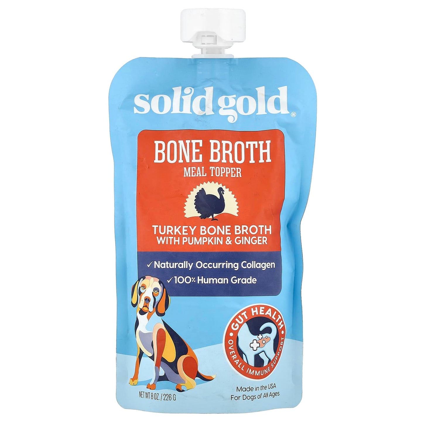 Solid Gold, Bone Broth Meal Topper, For Dogs, All Ages, Turkey Bone Broth With Pumpkin & Ginger, 8 oz (226 g) - Image 1