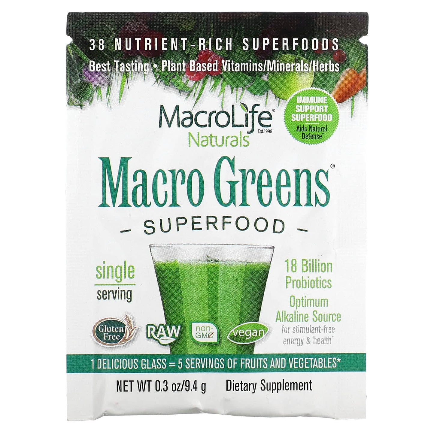 Macrolife Naturals, Macro Greens®, Superfood, 0.3 oz (9.4 g)