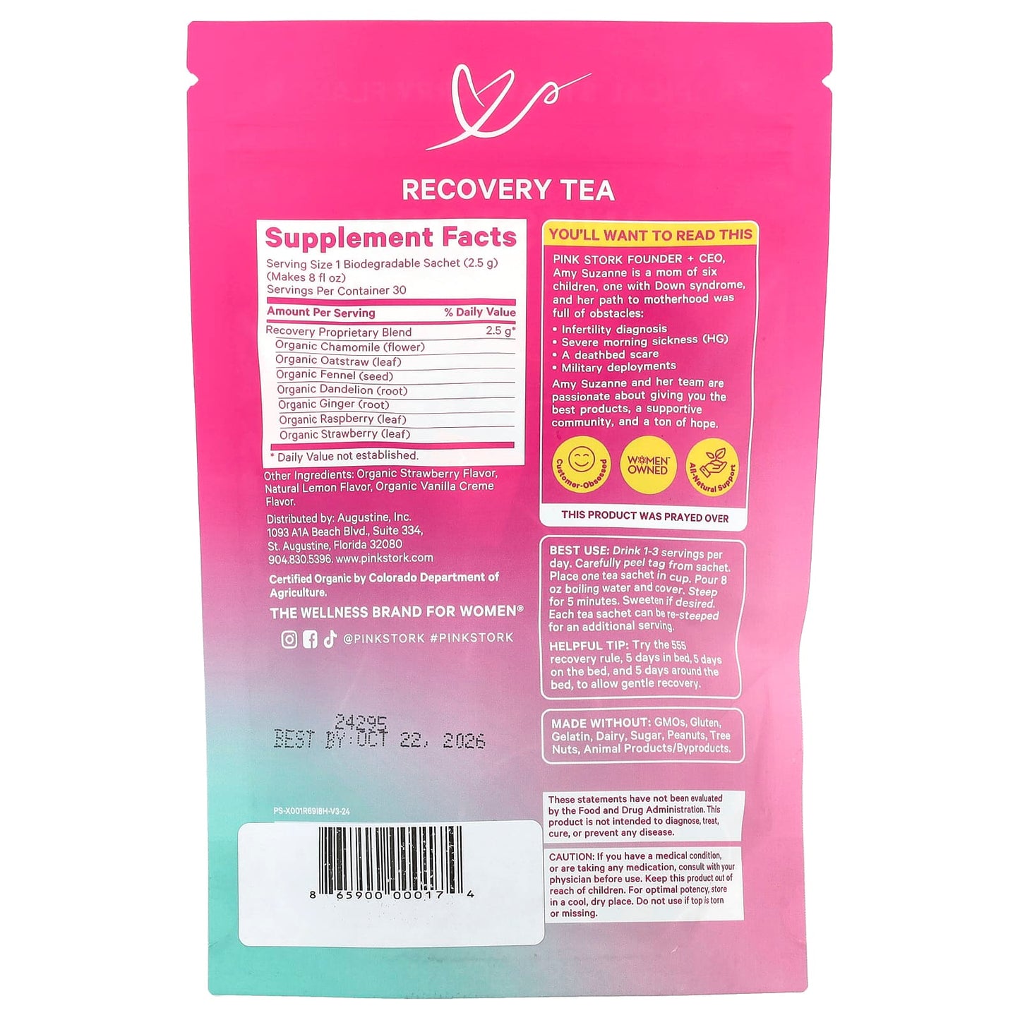 Pink Stork, Recovery Tea, Tropical Strawberry, 15 Sachets, 1.3 oz (37.5 g)