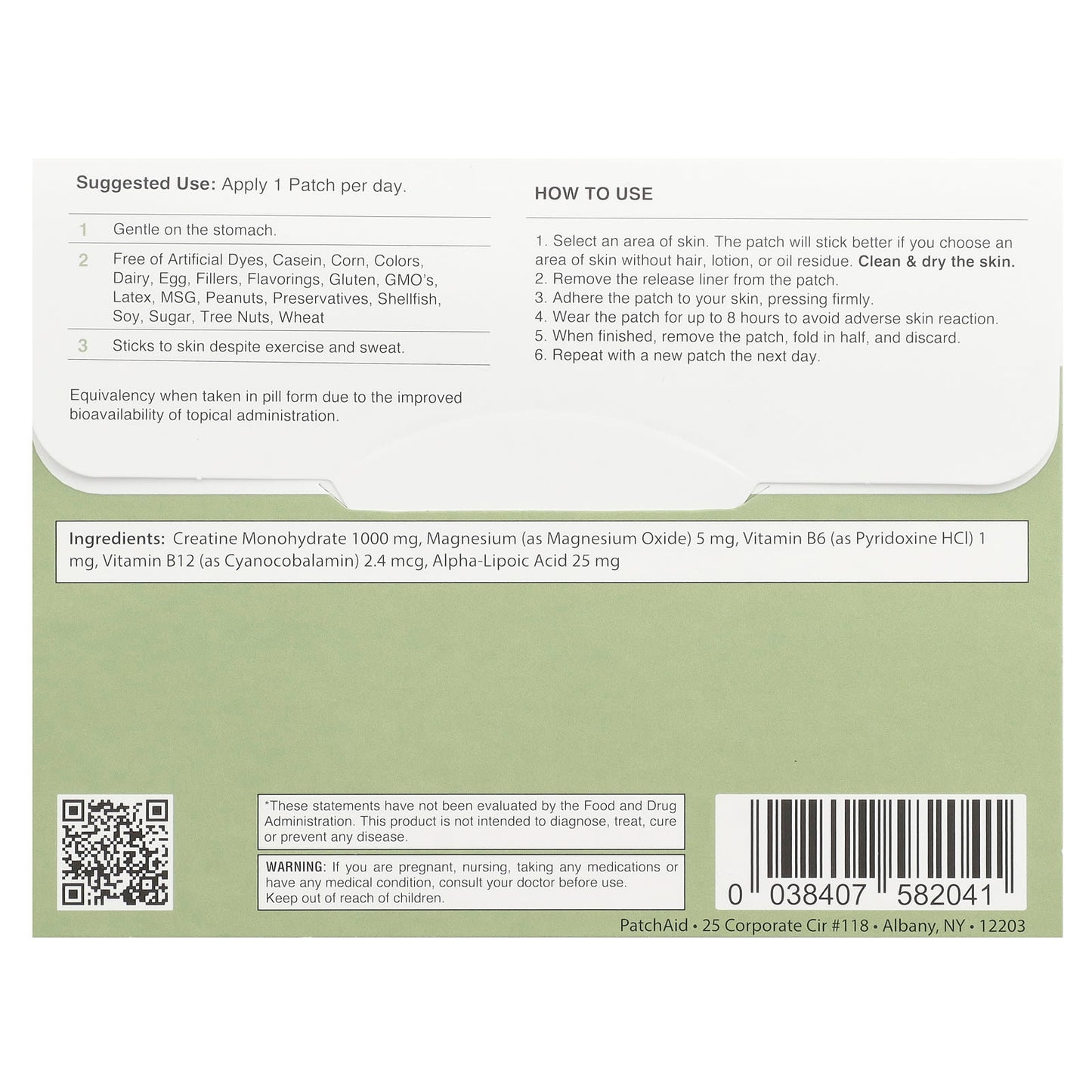 PatchAid, Creatine Monohydrate Patch, 30 Patches