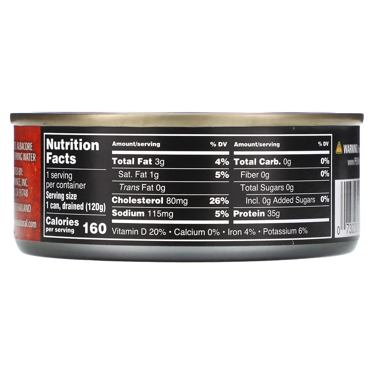 Crown Prince Natural, Albacore Tuna, Solid White - No Salt Added, In Spring Water, 5 oz (142 g)