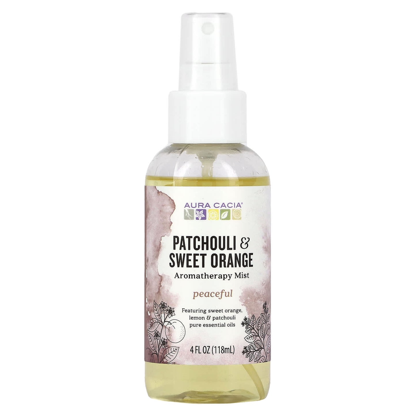 Aura Cacia Peaceful Patchouli & Sweet Orange Aromatherapy Mist, 4 fl oz - Image 1