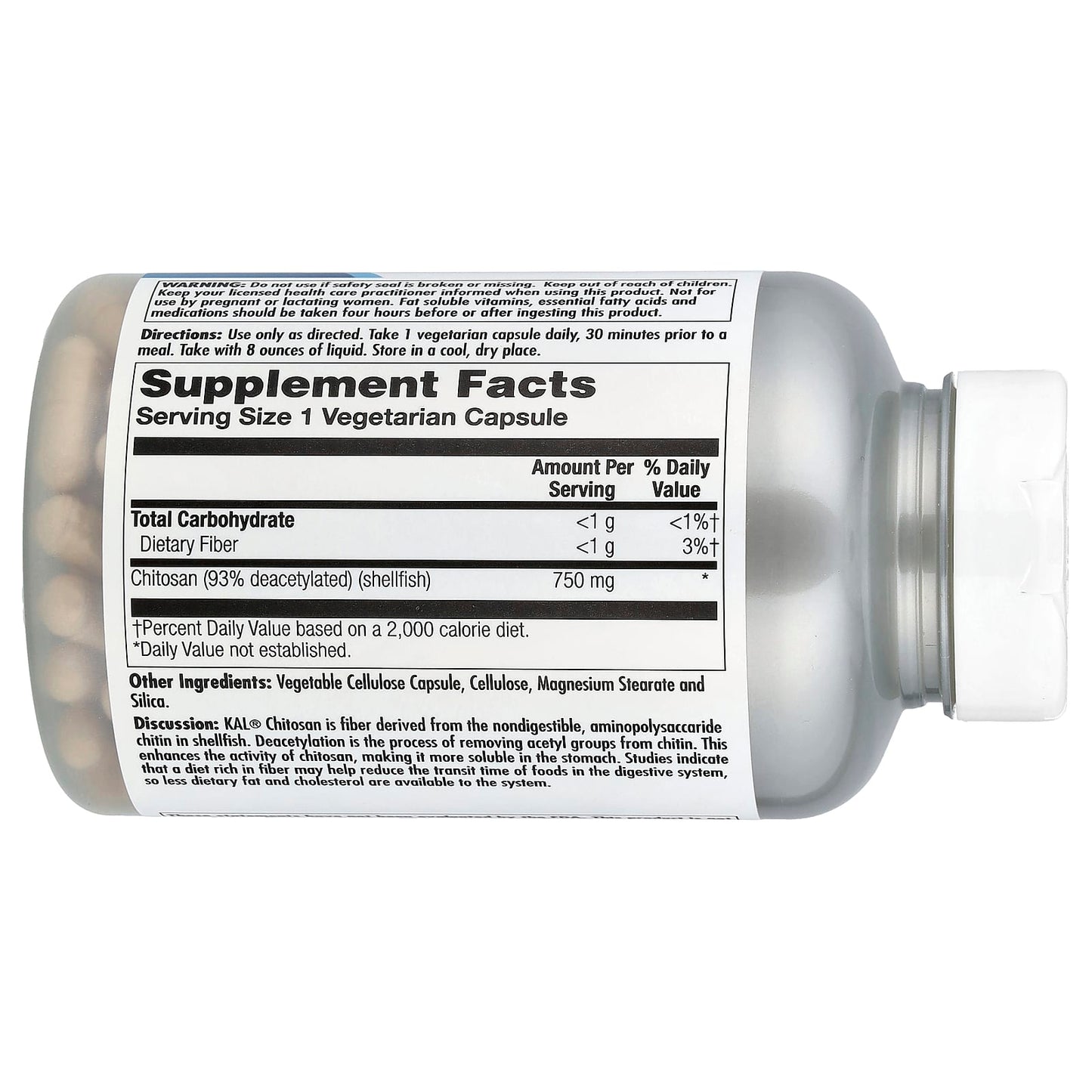 KAL Chitosan 750 mg Fiber Supplement for Weight Loss & Digestive Health - Image 2