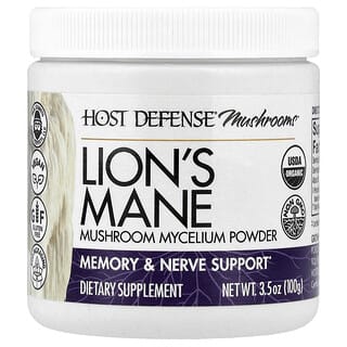 Host Defense Lion's Mane Mushroom Mycelium Powder | 3.5 oz (100g)