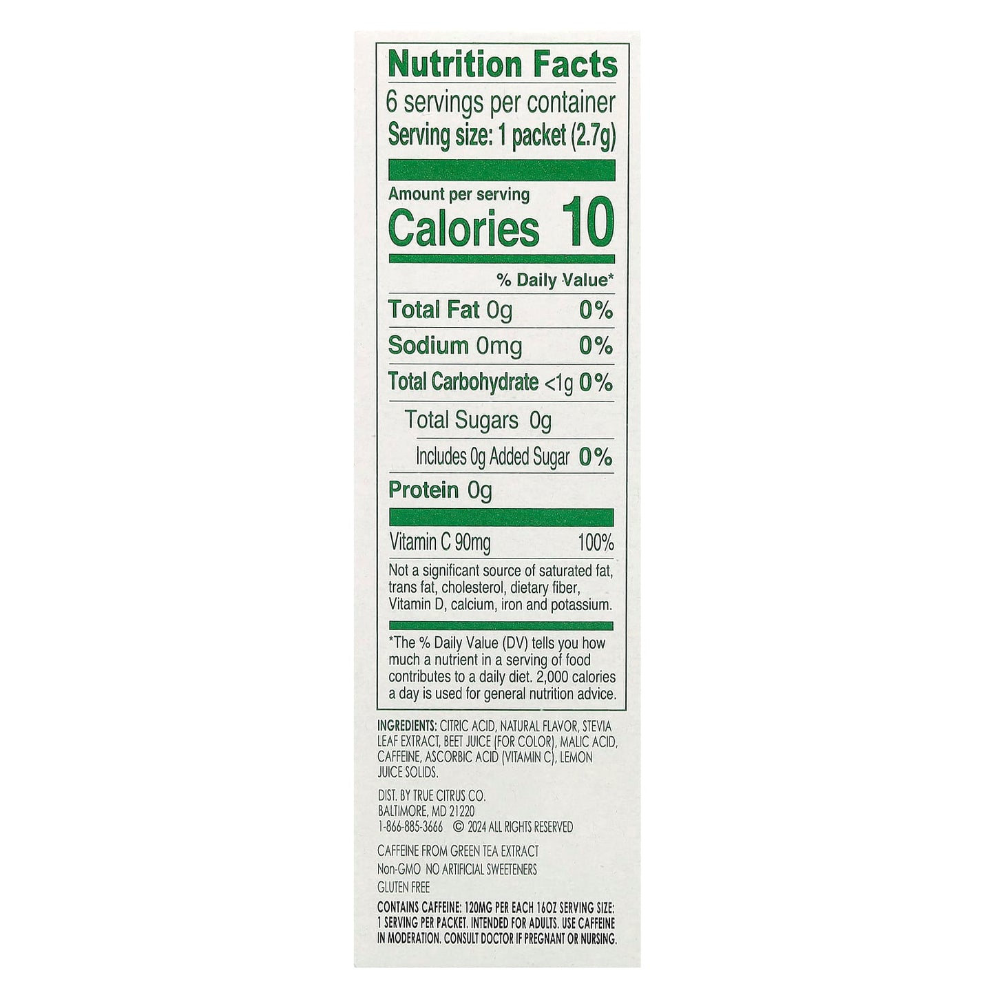 True Citrus, True Lemon®, Energy, Wild Cherry Cranberry, 6 Packets, 0.095 oz (2.7 g) Each - Image 2