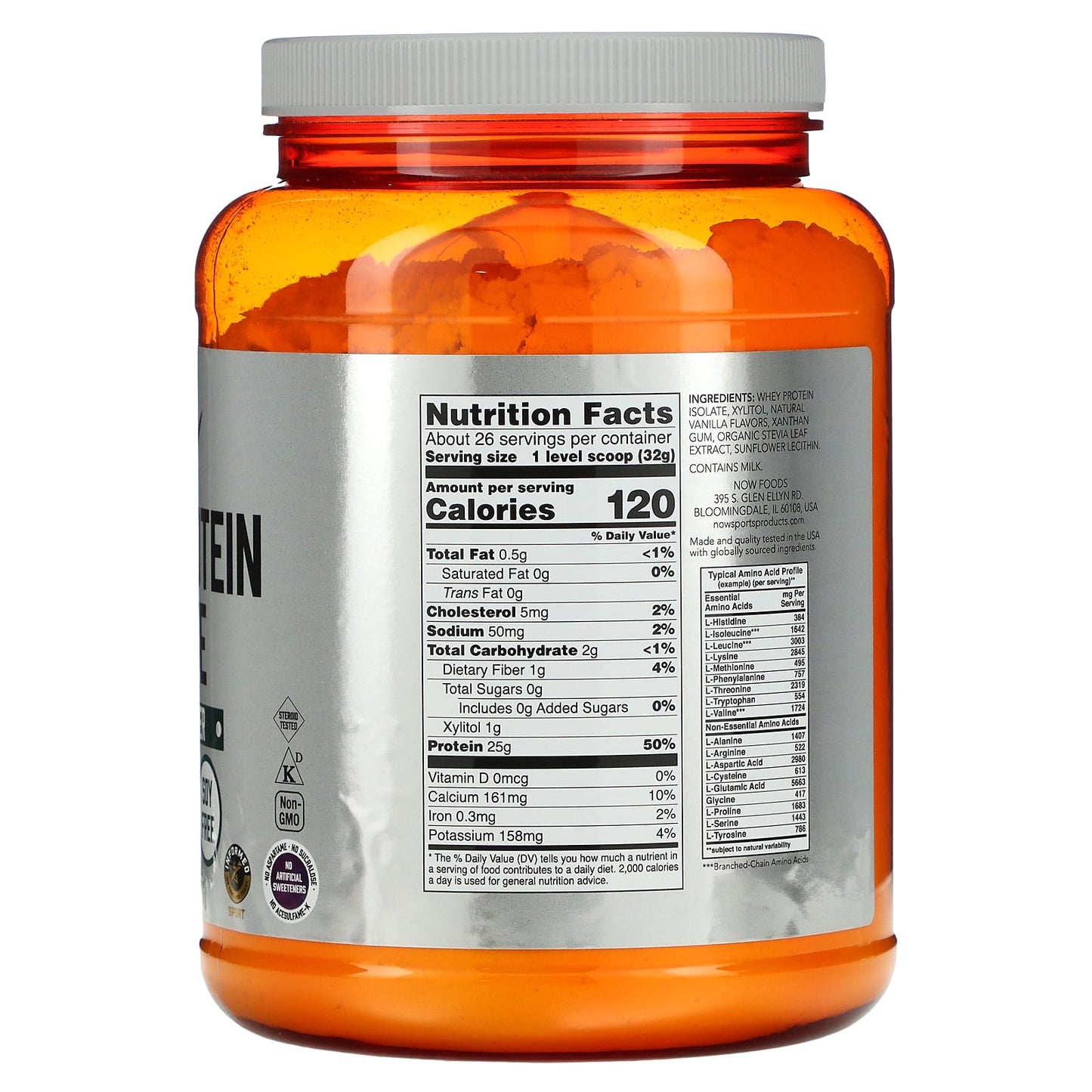 NOW Foods, Sports, Whey Protein Isolate, Creamy Vanilla, 1.8 lbs (816 g) - Image 2