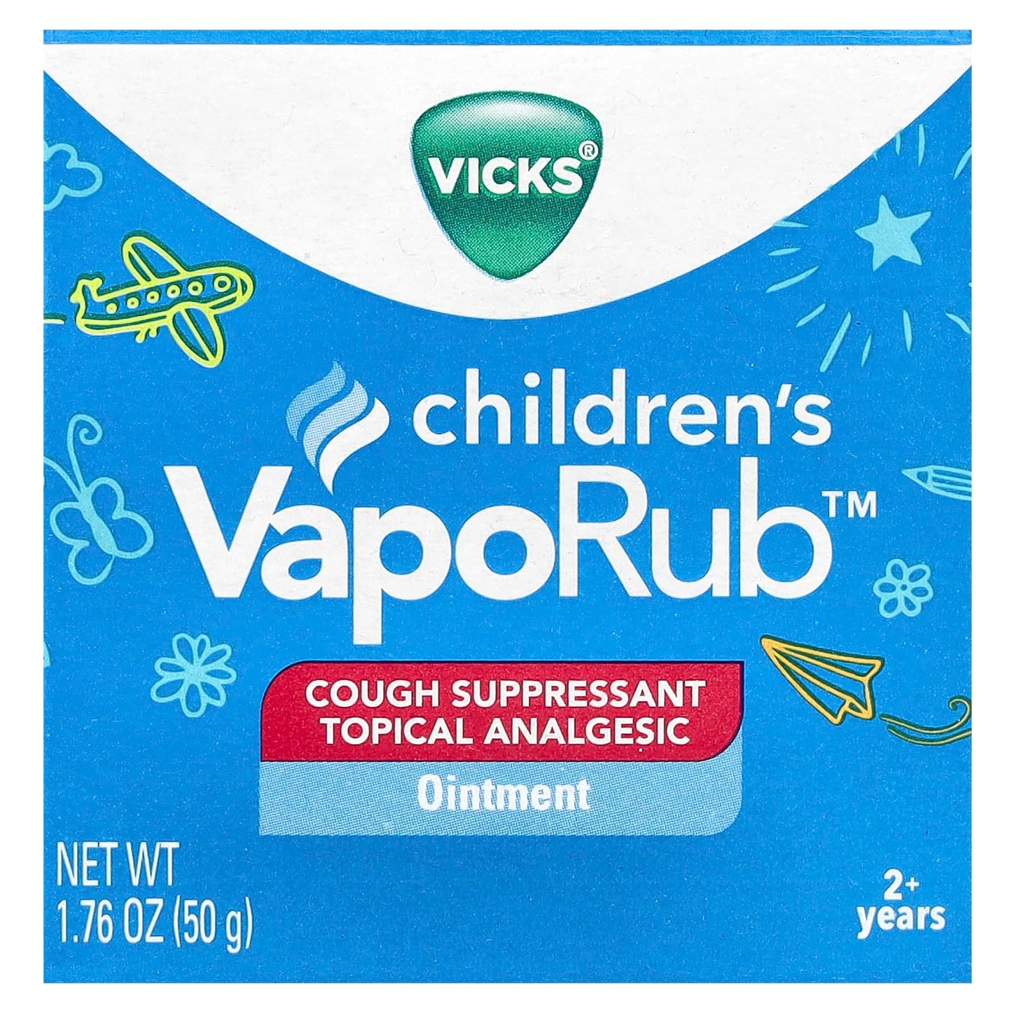 Vicks, Children's VapoRub™, Ointment, Cough Suppressant, 2+ Years, 1.76 oz (50 g)