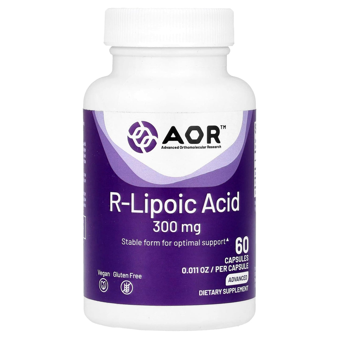 AOR R-Lipoic Acid 300mg 60 Capsules - Advanced Orthomolecular Research - Image 1