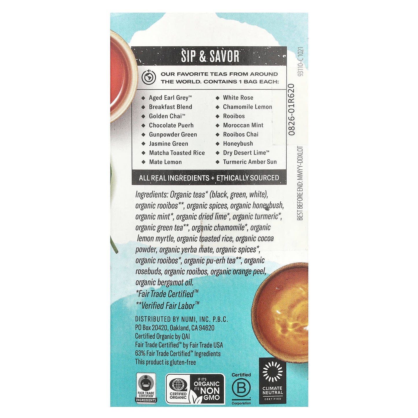 Numi Tea, Organic Teas & Herbal Teasans, Numi's Collection, 16 Non-GMO Tea Bags, 1.22 oz (34.7 g) - Image 2