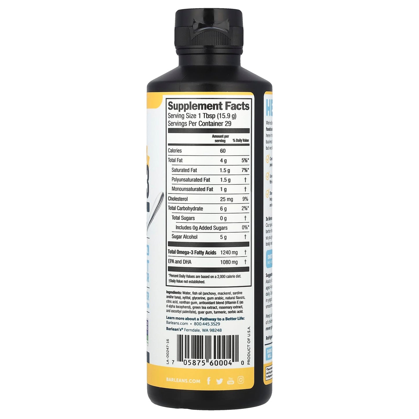 Omega-3 Fish Oil Supplement by Barlean's - Seriously Delicious Lemon Creme - Image 2