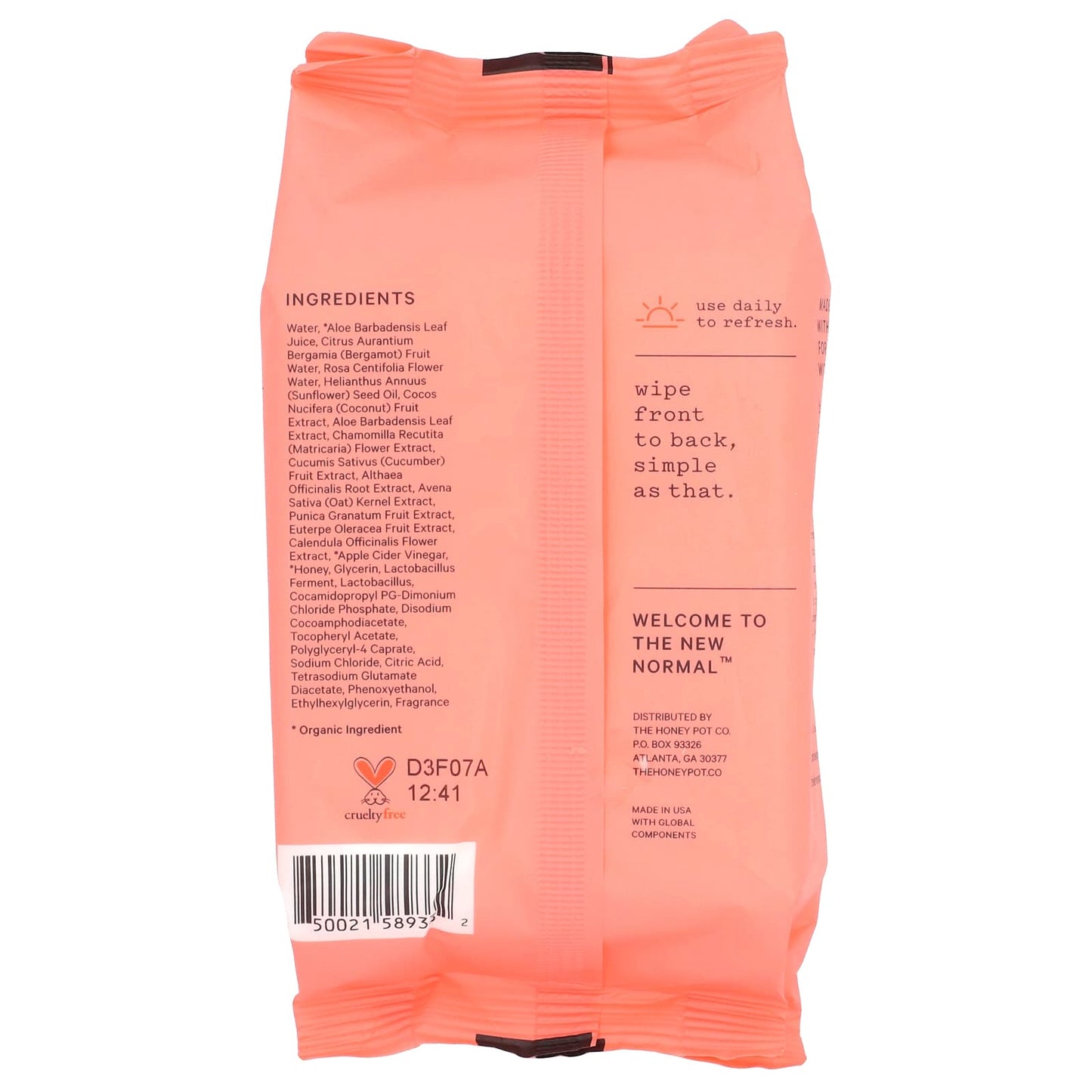 The Honey Pot Company, Bergamot Rose Wipes, 30 Count - Image 2