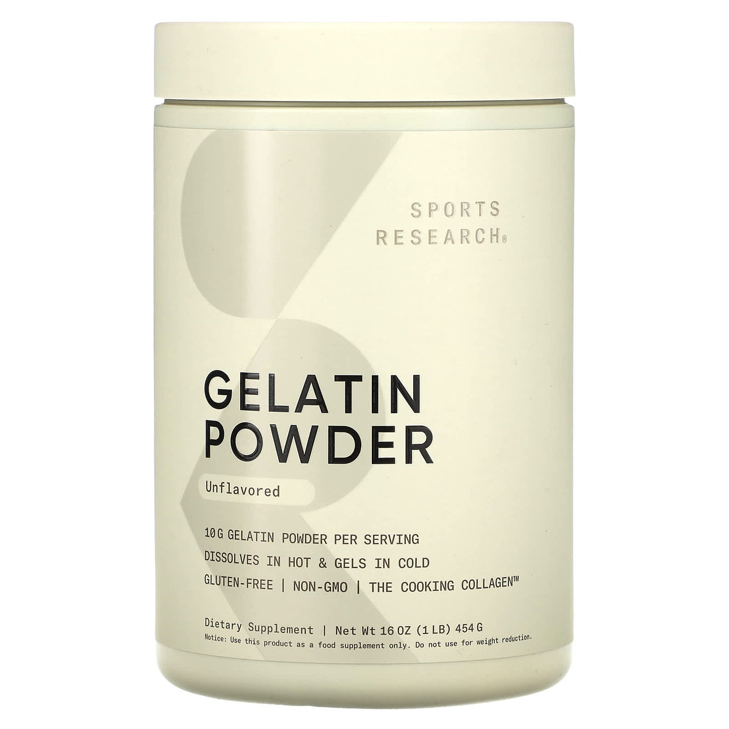 Sports Research, Gelatin Powder, Unflavored, 1 lb (454 g) - Image 1