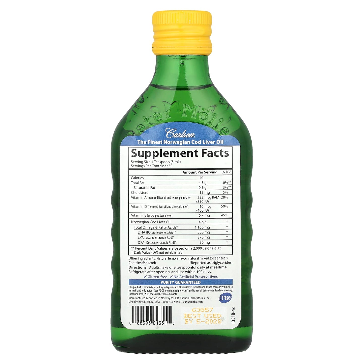 Wild Norwegian Cod Liver Oil - Natural Lemon Flavor, 8.4 fl oz - Image 2