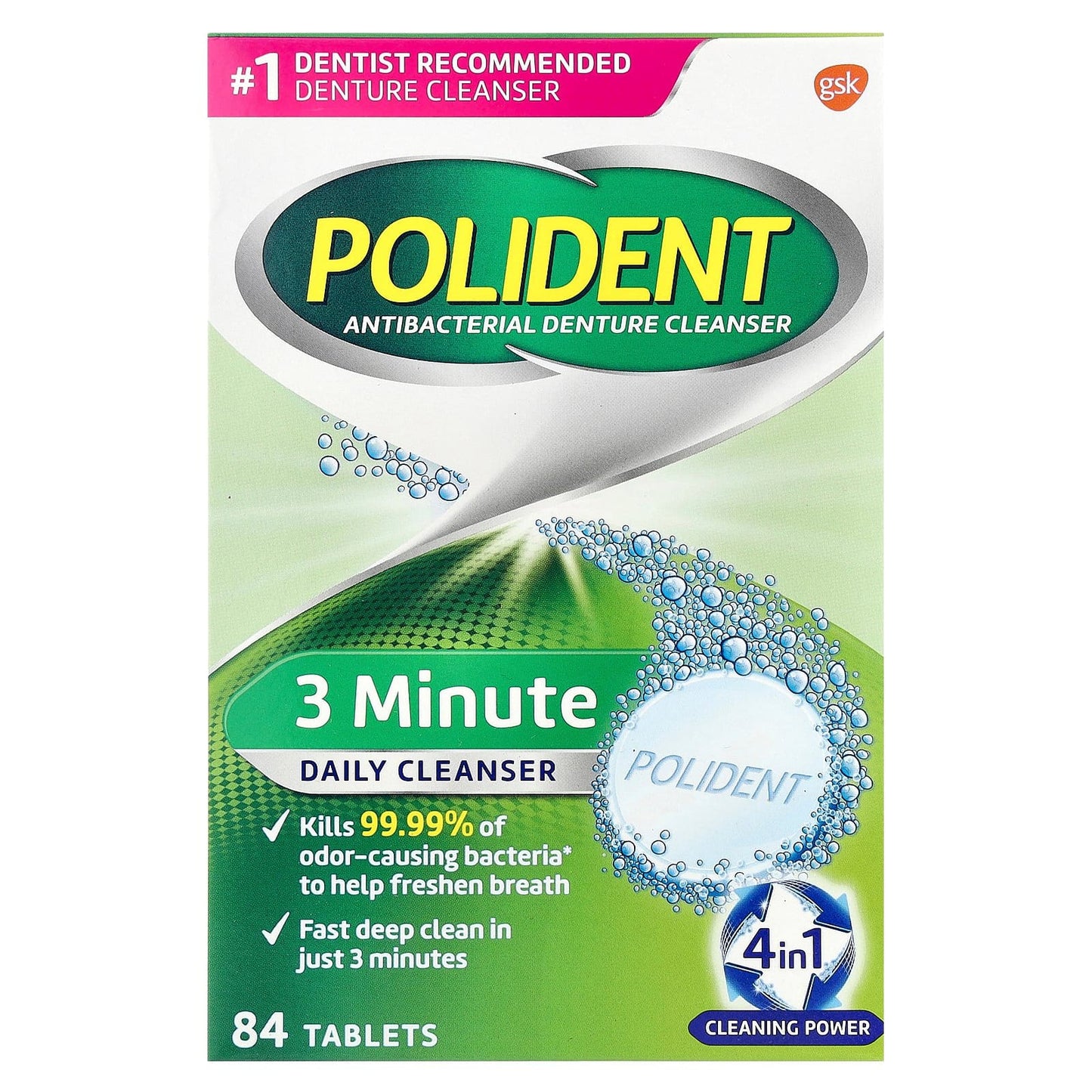 Polident, Antibacterial Denture Cleanser, 84 Tablets - Image 1