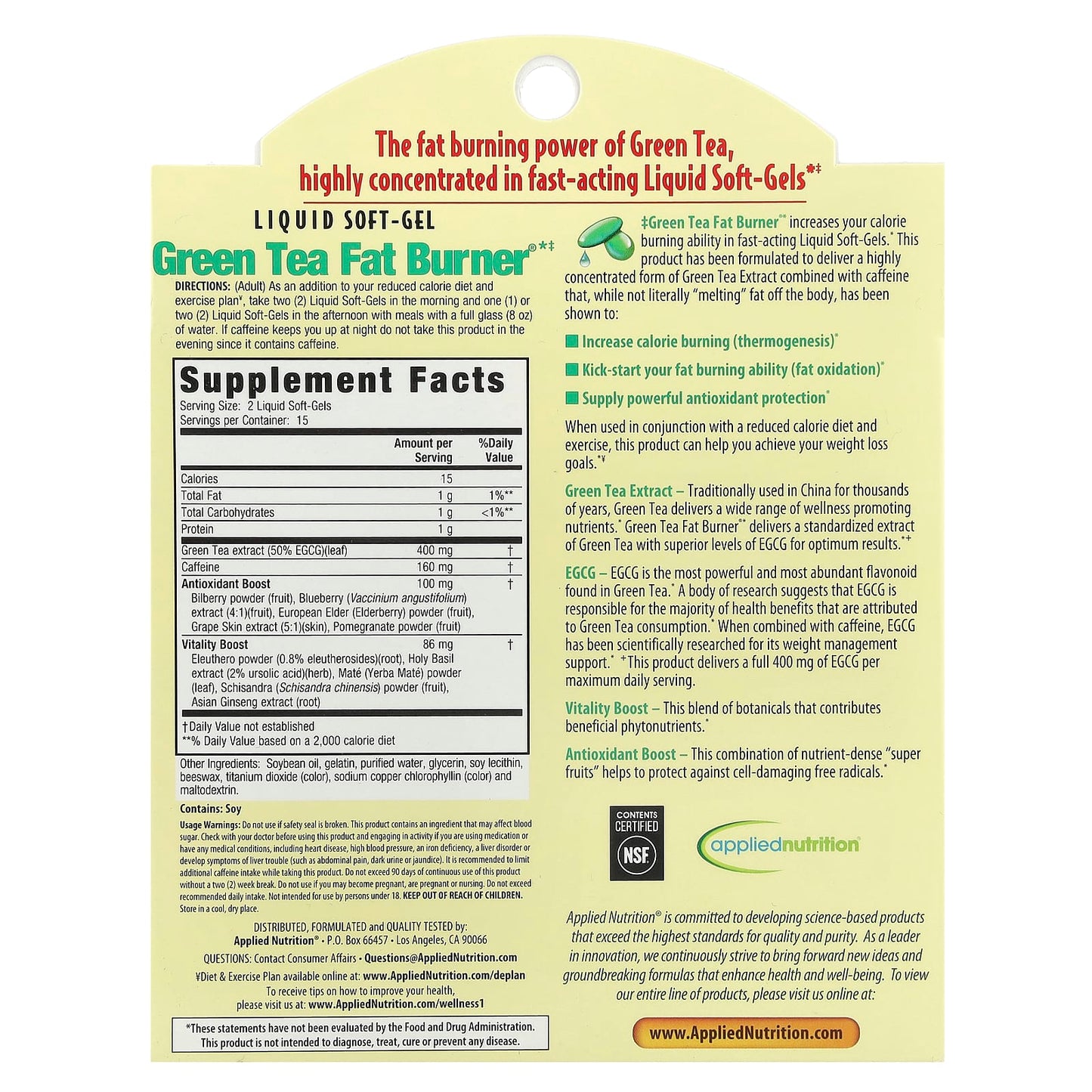 Green Tea Fat Burner Liquid Soft-Gels for Weight Loss - 30ct - Image 2