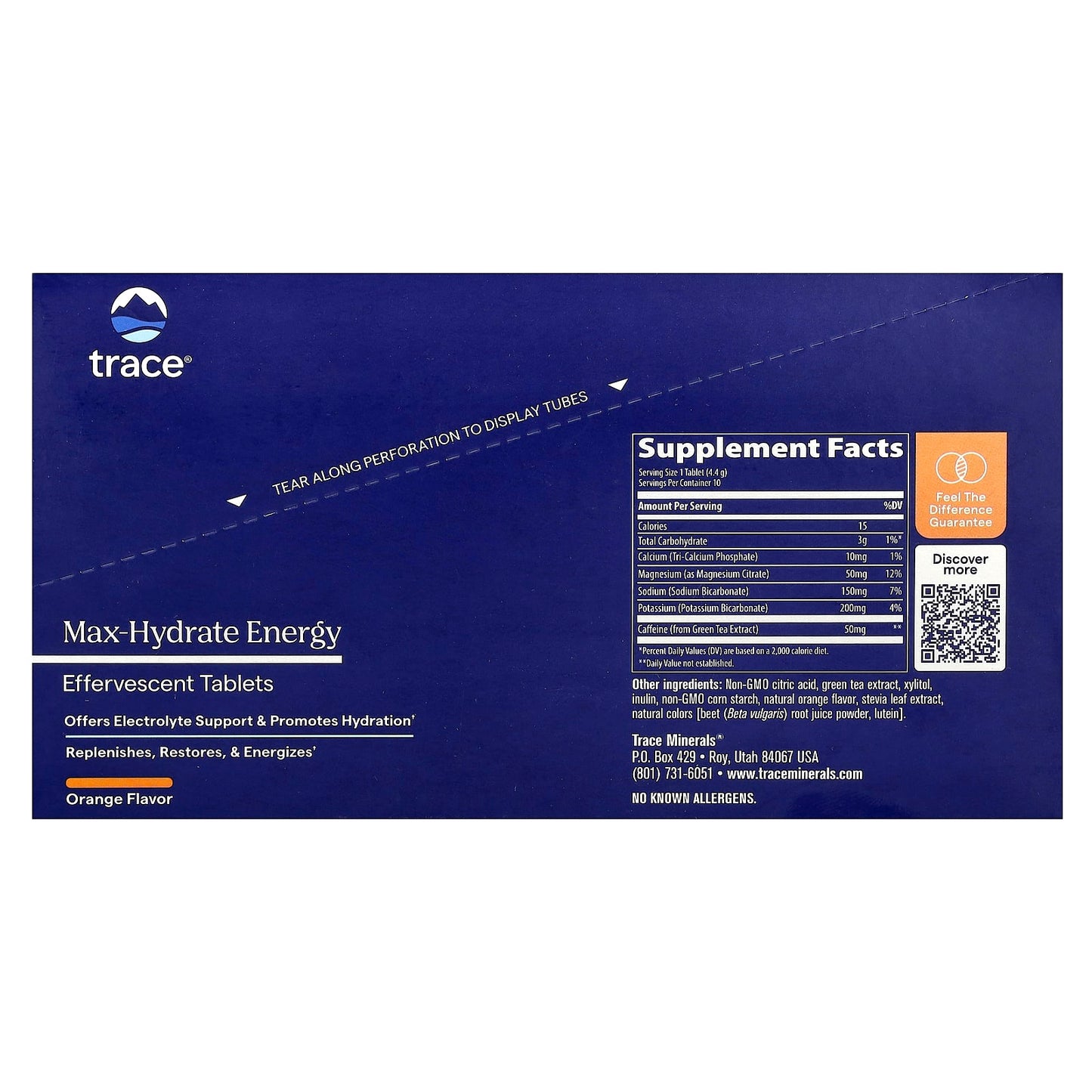 Trace, Max-Hydrate Energy Effervescent Tablets, Orange, 8 - 10 Tablet 1.55 oz (44 g) Tubes - Image 2