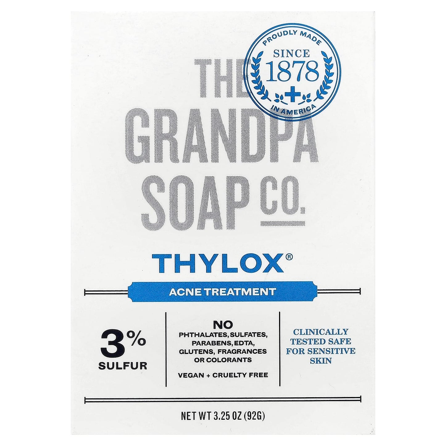 The Grandpa Soap Co., Face & Body Bar Soap, Thylox® Acne Treatment, 3.25 oz (92 g) - Image 1
