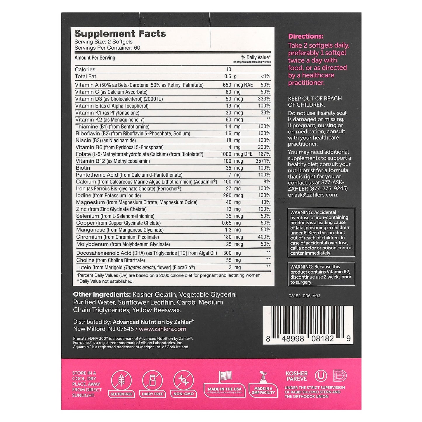 Zahler, Prenatal + DHA 300, 120 Softgels - Image 2