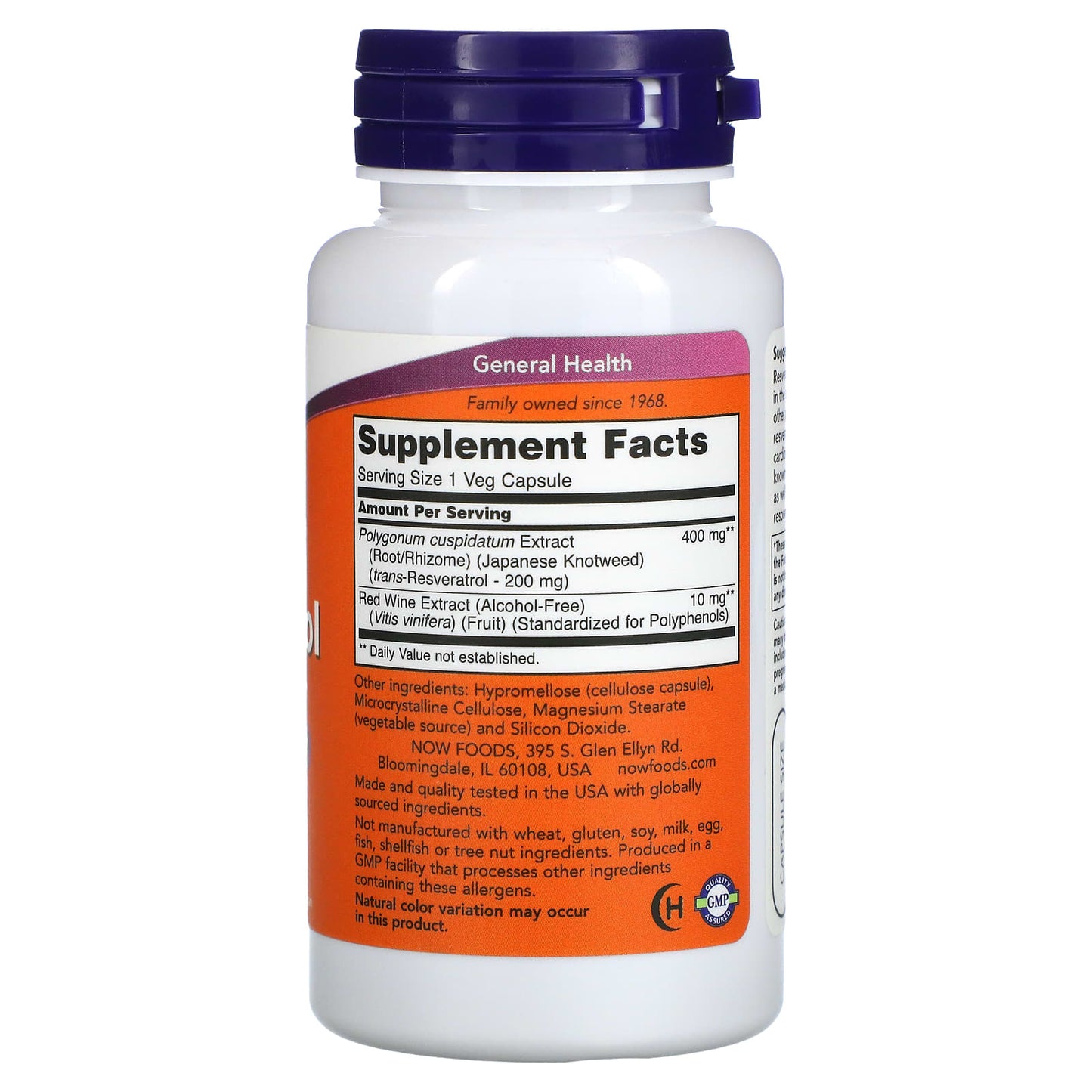 NOW Foods, Resveratrol, 200 mg, 60 Veg Capsules - Image 2