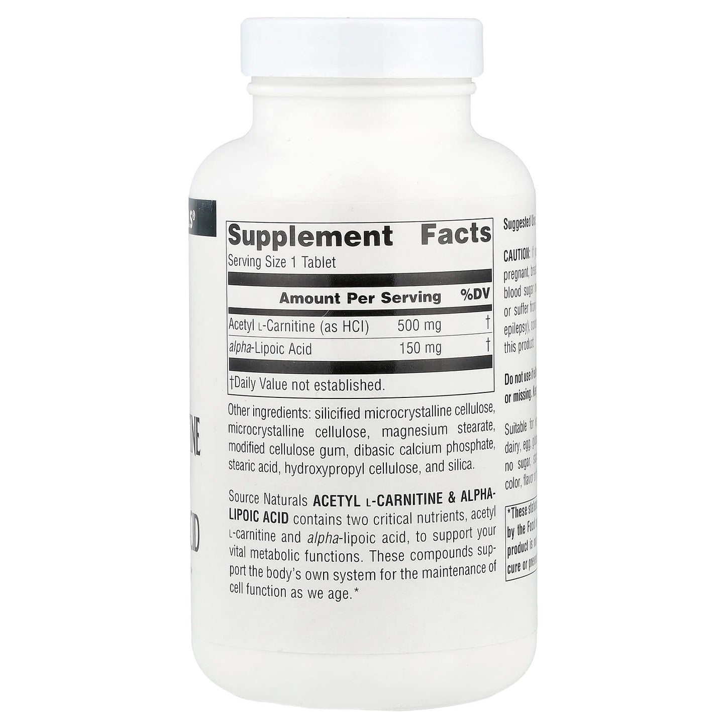 Source Naturals, Acetyl L-Carnitine & Alpha-Lipoic Acid, 120 Tablets - Image 2