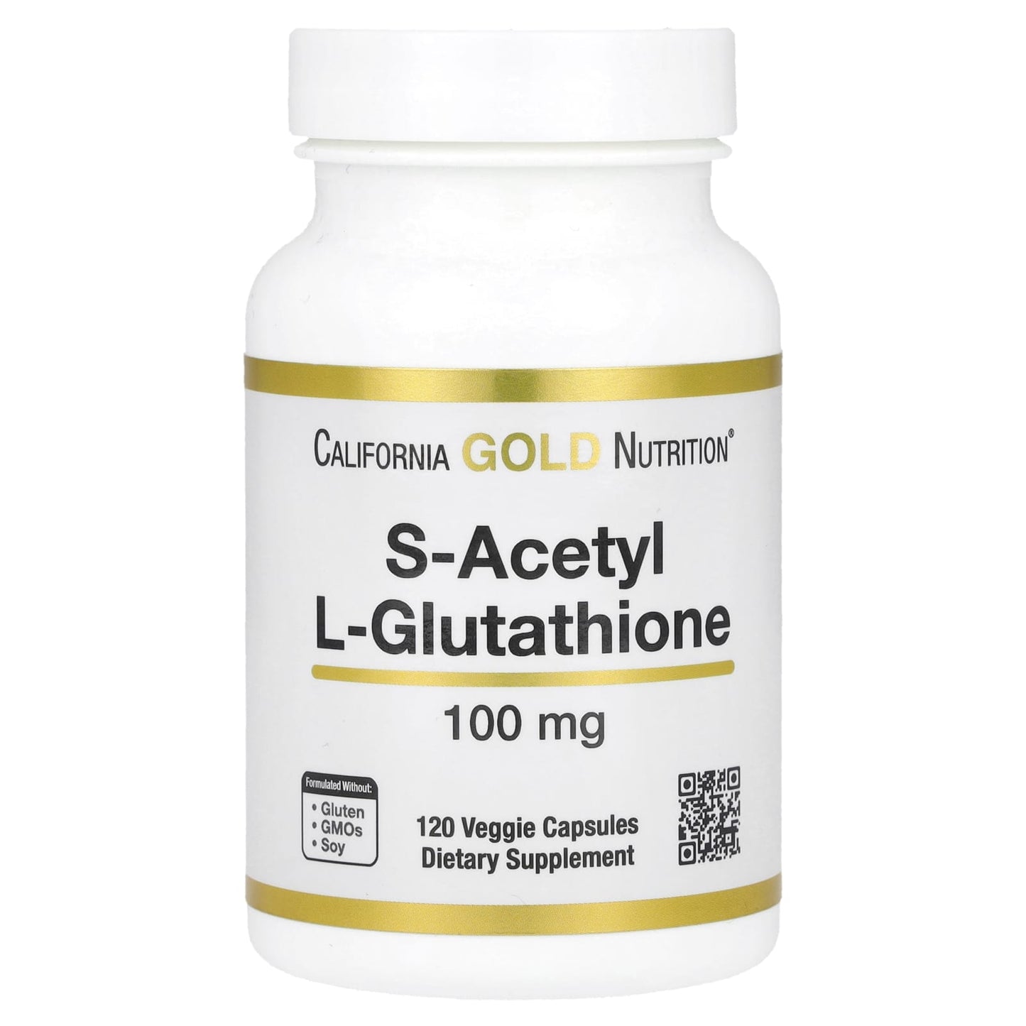California Gold S-Acetyl L-Glutathione 100mg 120 Capsules for Detox & Antioxidant Support - Image 1