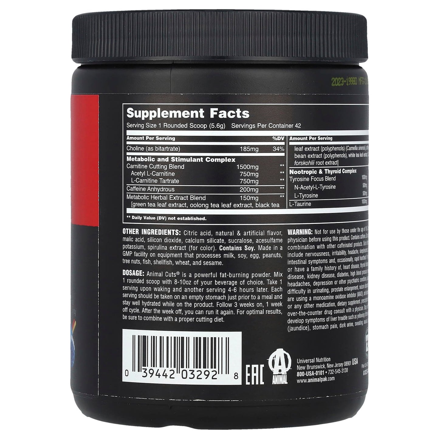 Animal Cuts Advanced Fat Burning Powder - 8.2 oz - Image 2
